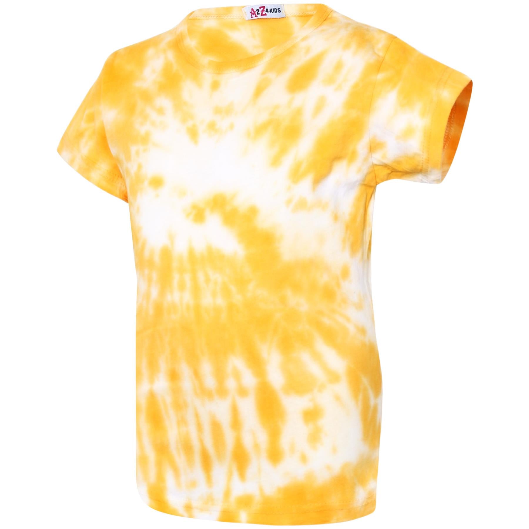 Girls T Shirts Yellow Tie Dye Print Trendy Fashion