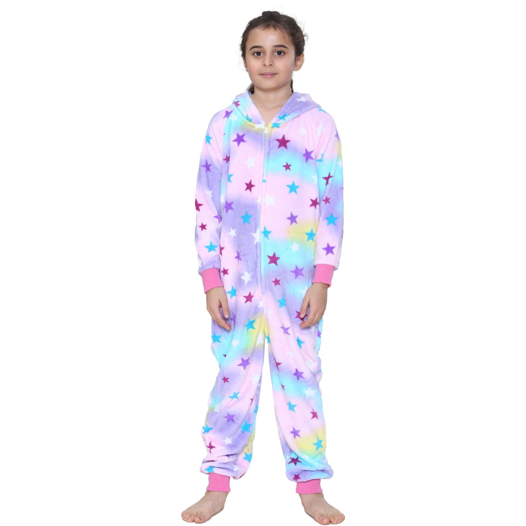 Kids Girl A2Z Onesie One Piece Unicorn Star Print Pyjamas World Book Day Costume