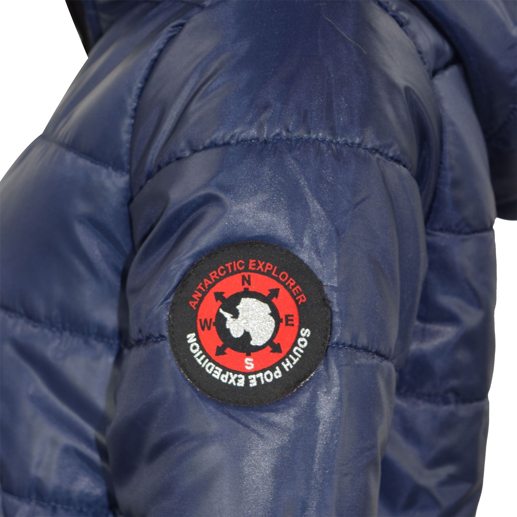 Kids Girls Boys Fux Fur Navy Hooded Puffer Jacket