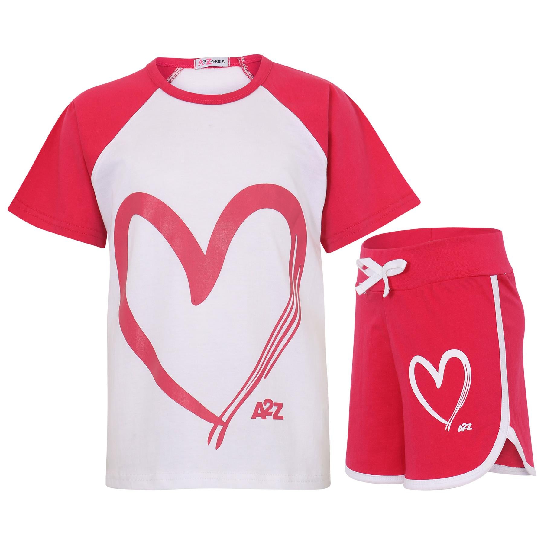 Kids Short Set Girls Raglan Style Sleeve T-shirt 2 Piece Summer Outfit Set