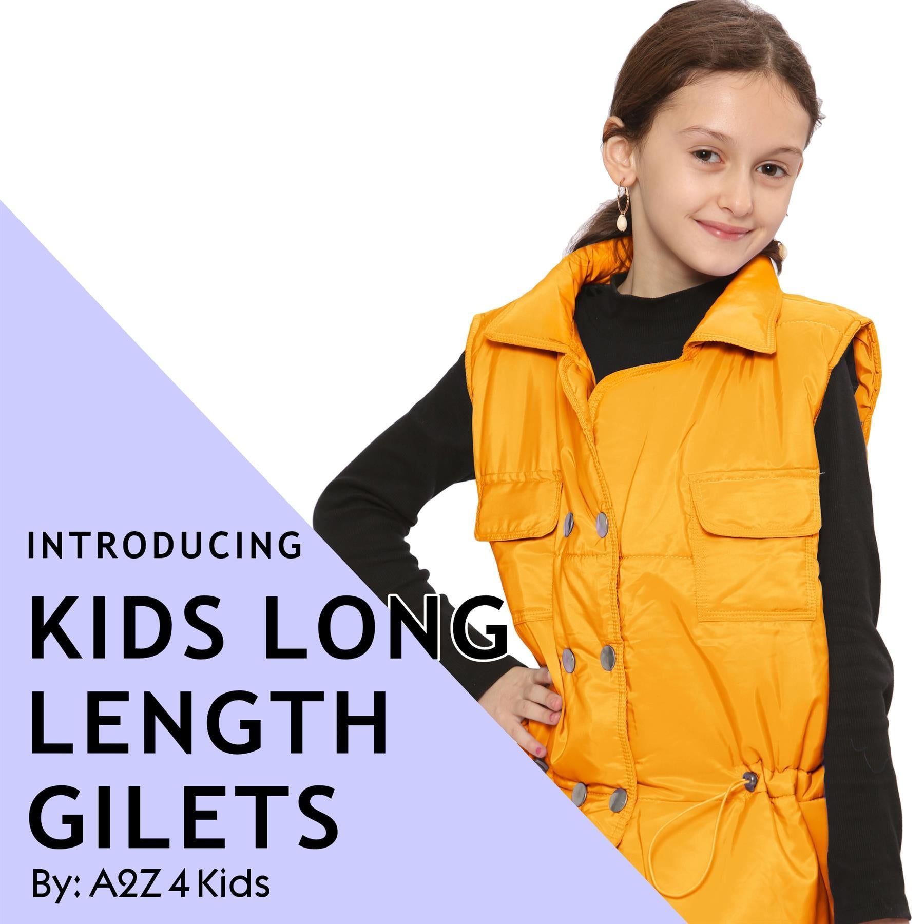 Kids Girls Mustard Oversized Style Sleeveless Jacket