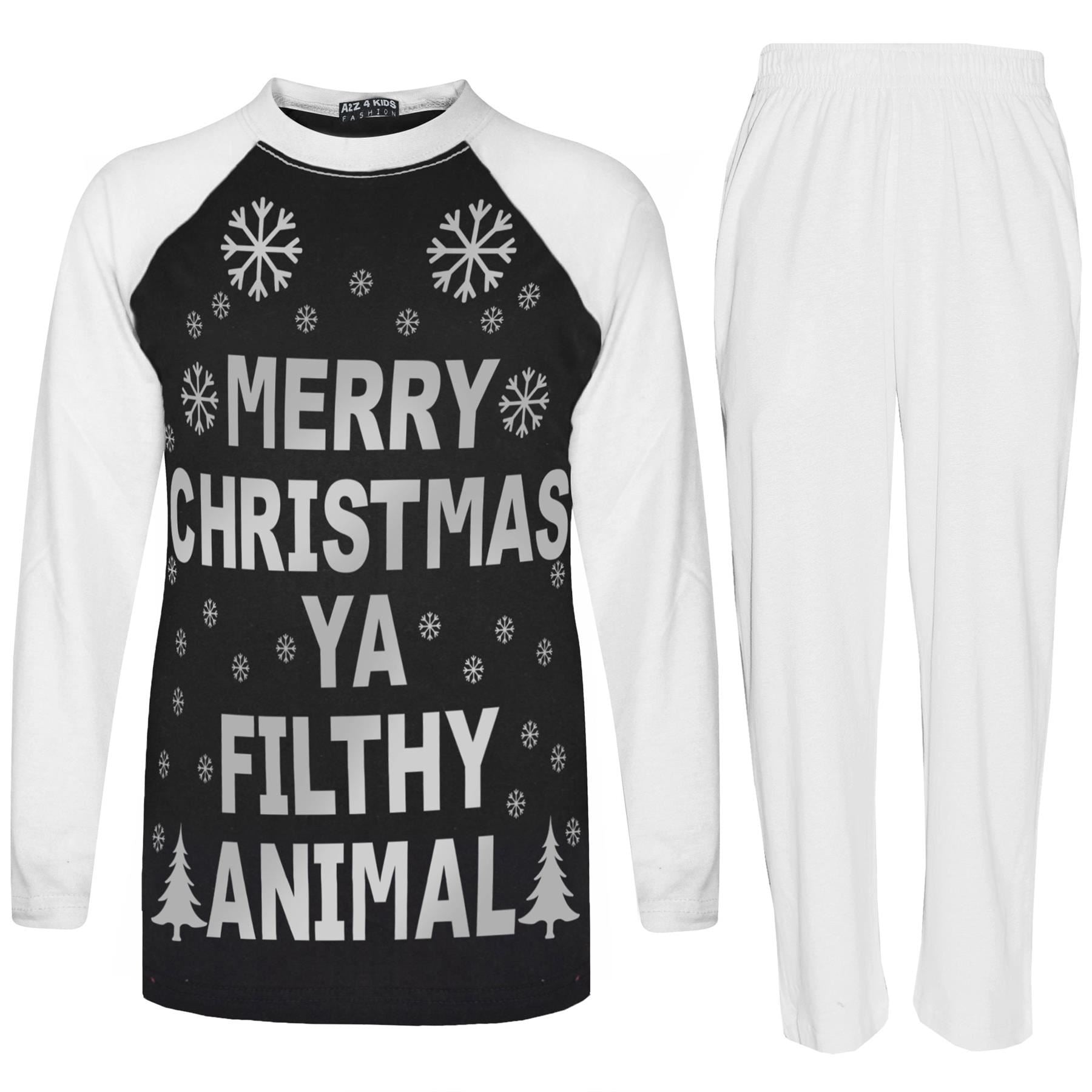 Kids Girls Boys Christmas YA FILTHY Black & White Pyjamas Set