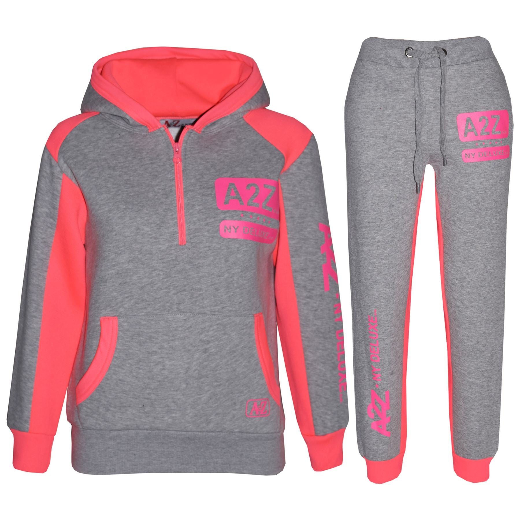 Kids Tracksuit Boys Girls A2Z NY Deluxe Neon Pink