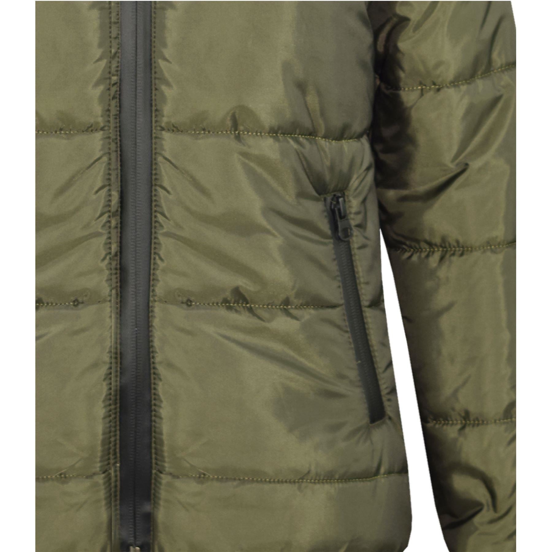 Kids Unisex Jacket Padded Olive Puffer Hooded Zipped Coat Warm Thick Coats