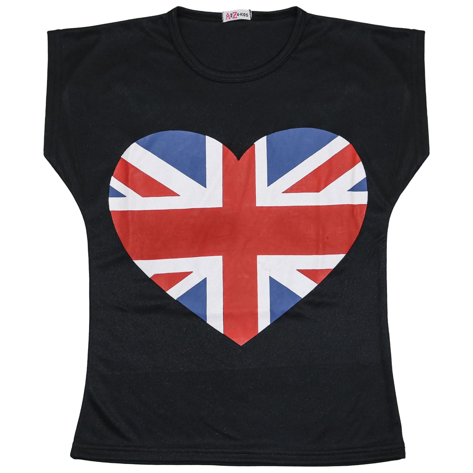 Kids Girls England Football World Cup Heart Print T Shirt Top