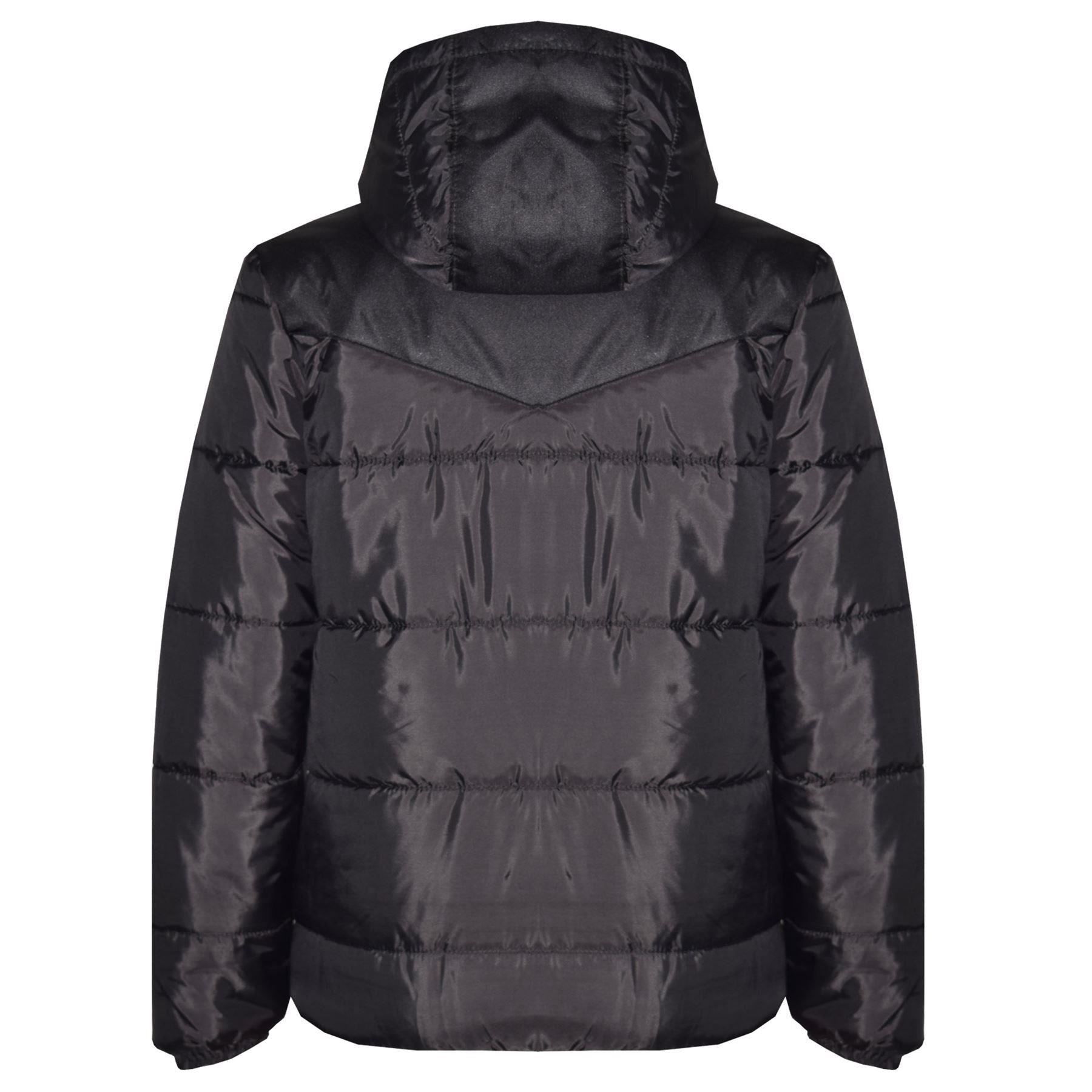 Kids Unisex Jacket Padded Black Puffer Hooded Zipped Coat Warm Thick Coats