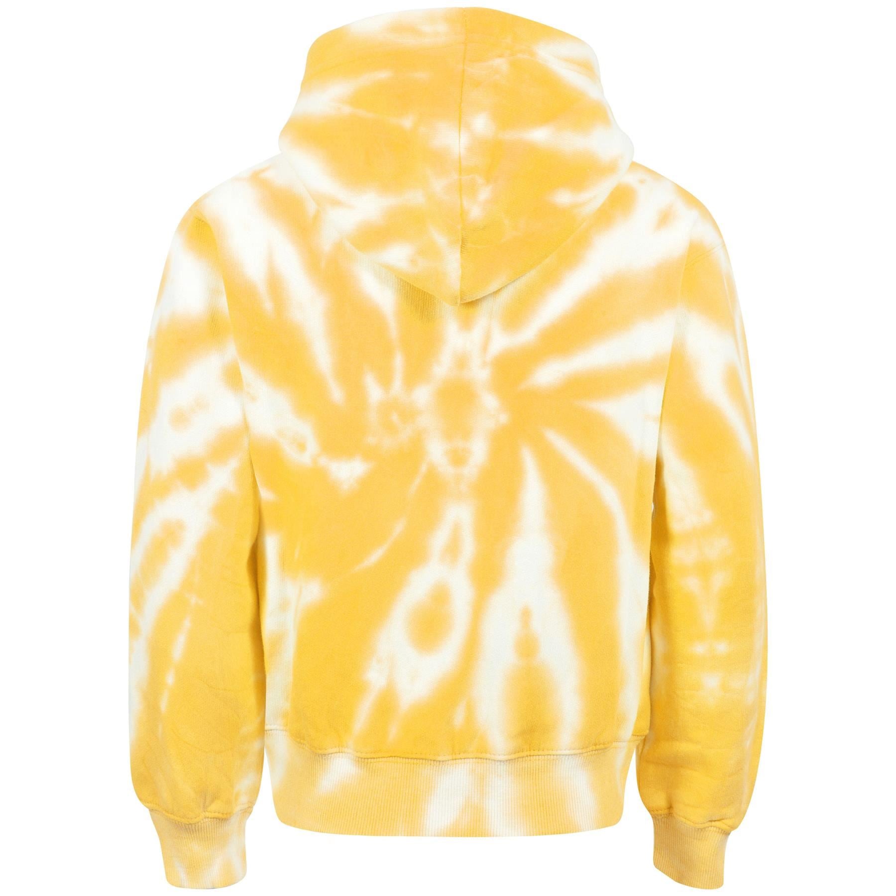 Kids Girls Tie Dye Printed Mustard Hooded Zipper