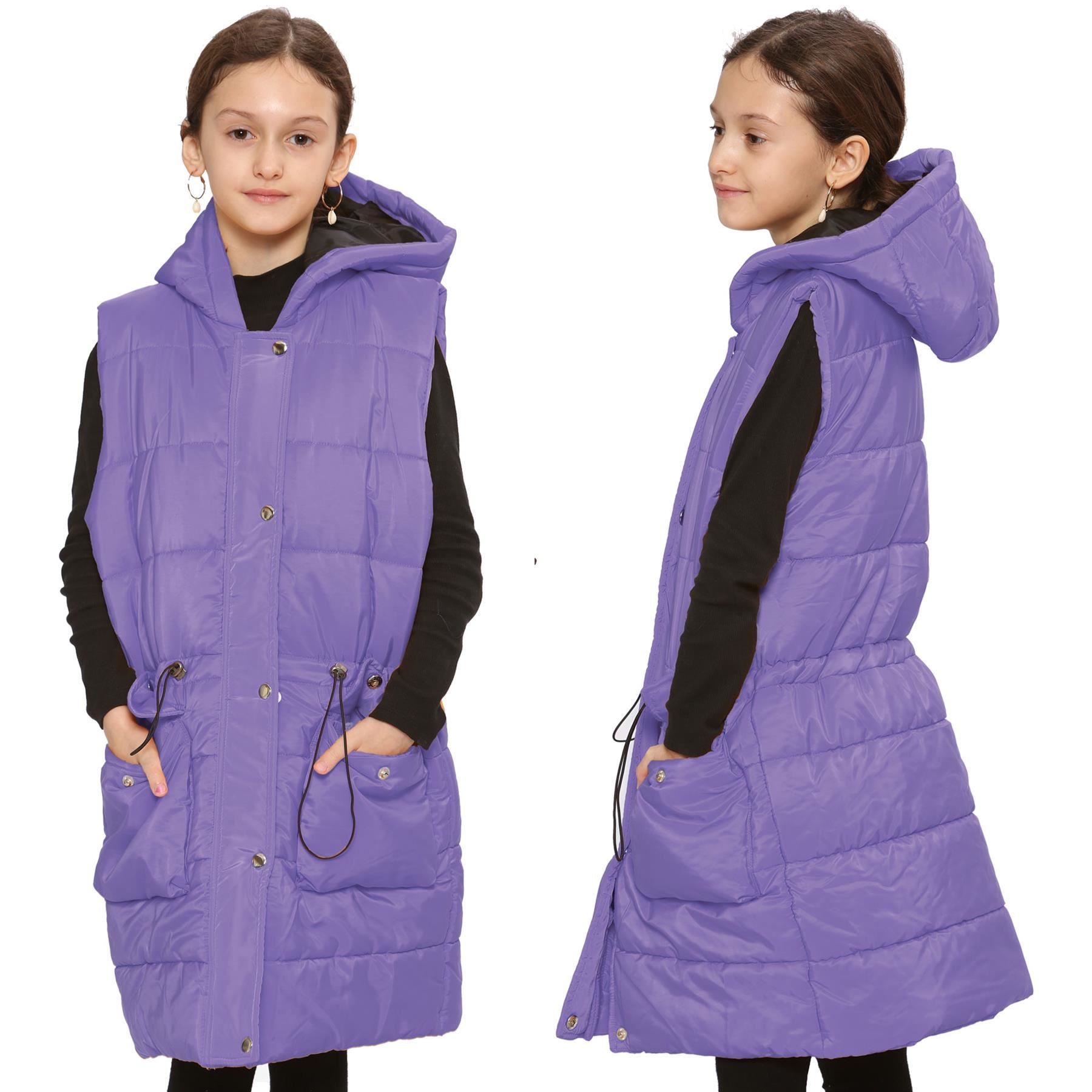 Kids Girls Oversized Gilet Long Line Style Jacket