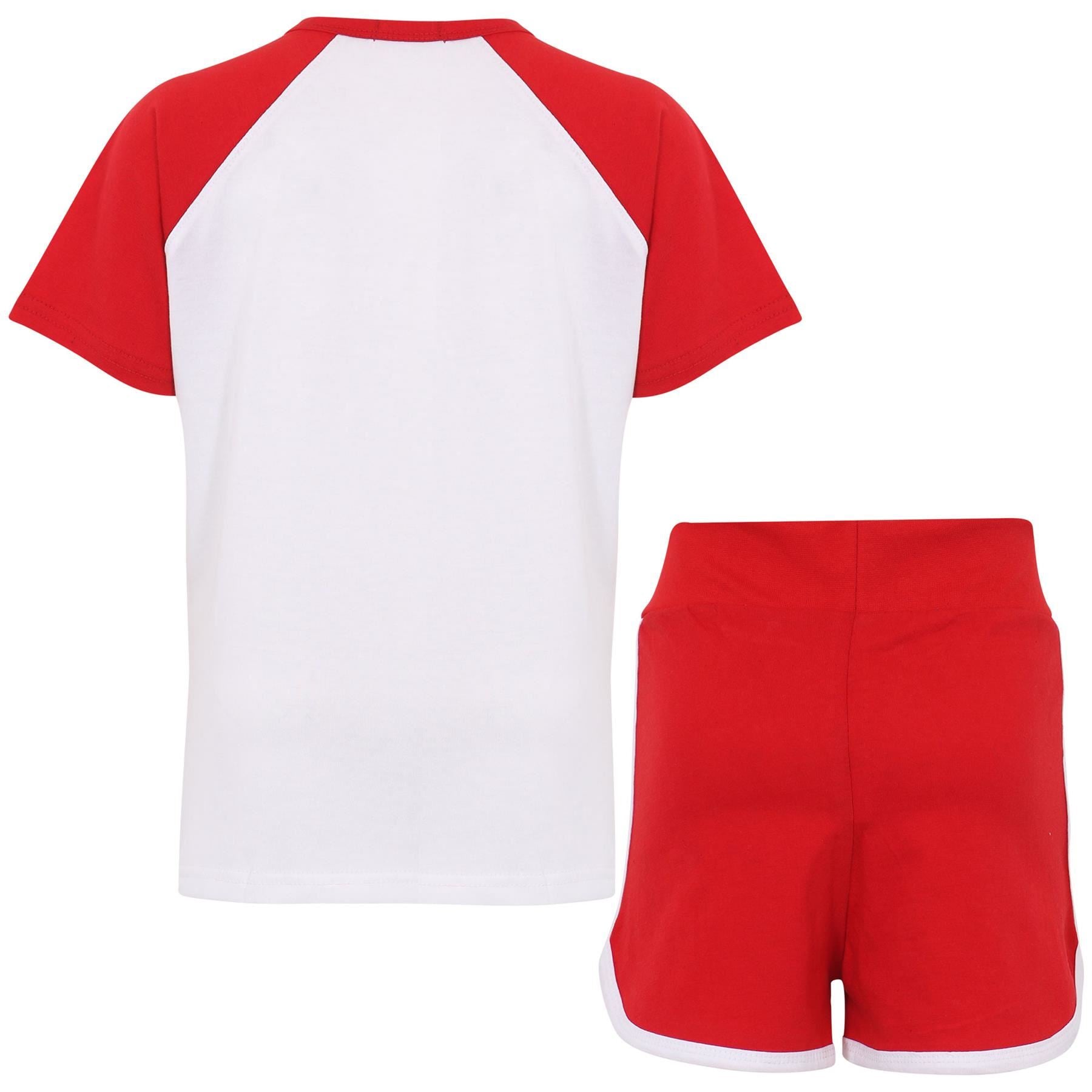 Girls T Shirt Sports Red Summer Outfit Shorts Set