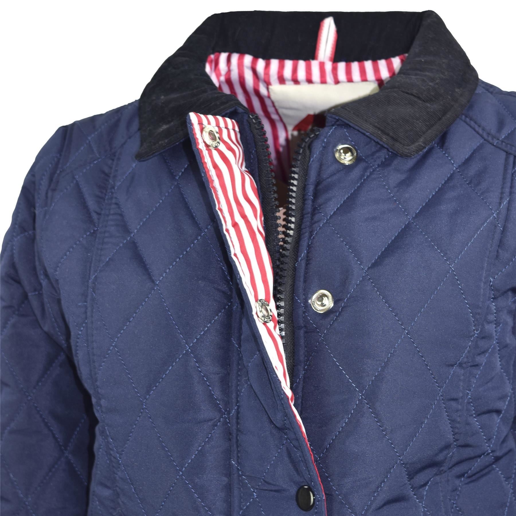 Kids Jackets Girls Navy Quilted Padded Collar - Kids Clothing Store