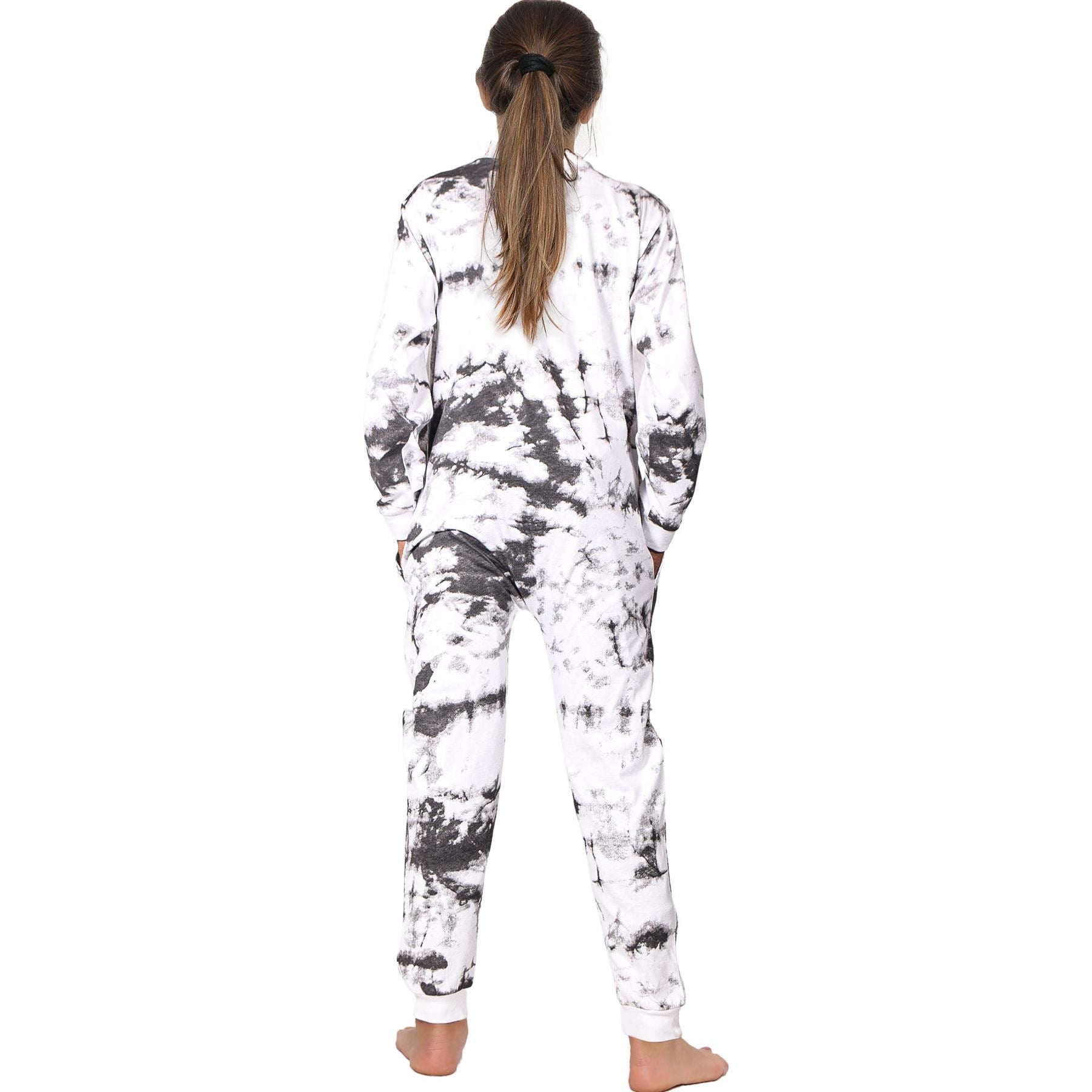 Kids Girls 100% Cotton Black Tie Dye Printed Onesie