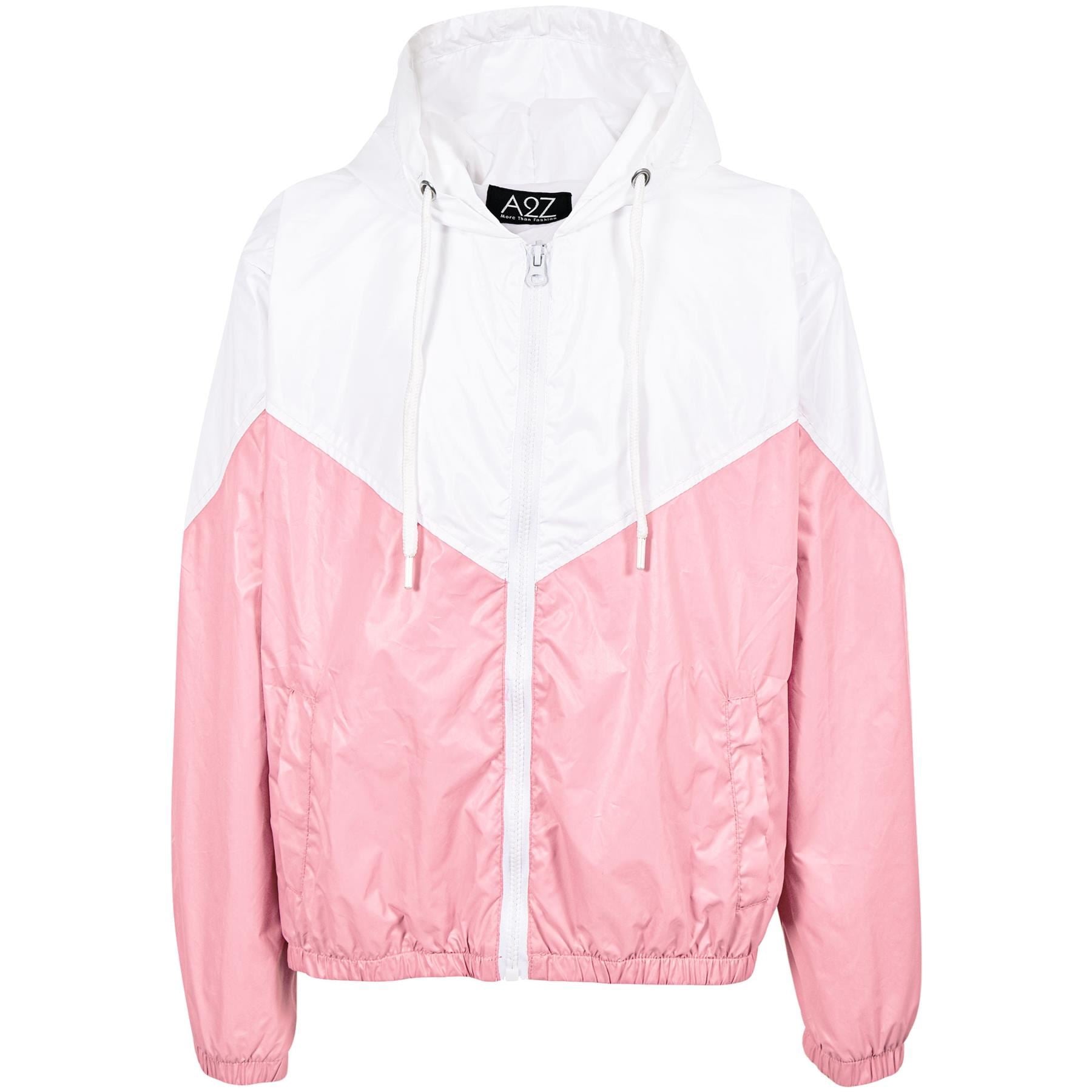 Girls Boys Contrast Panelled Lightweight Baby Pink Windbreaker Jacket