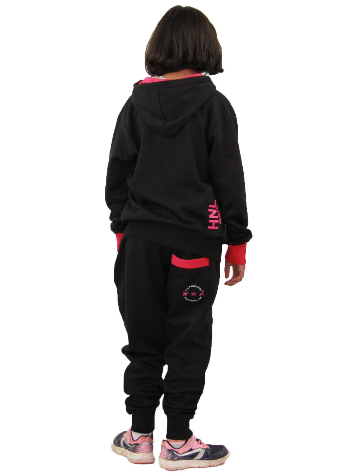 Girls HNL Projection Print Pink Hoodie Tracksuit