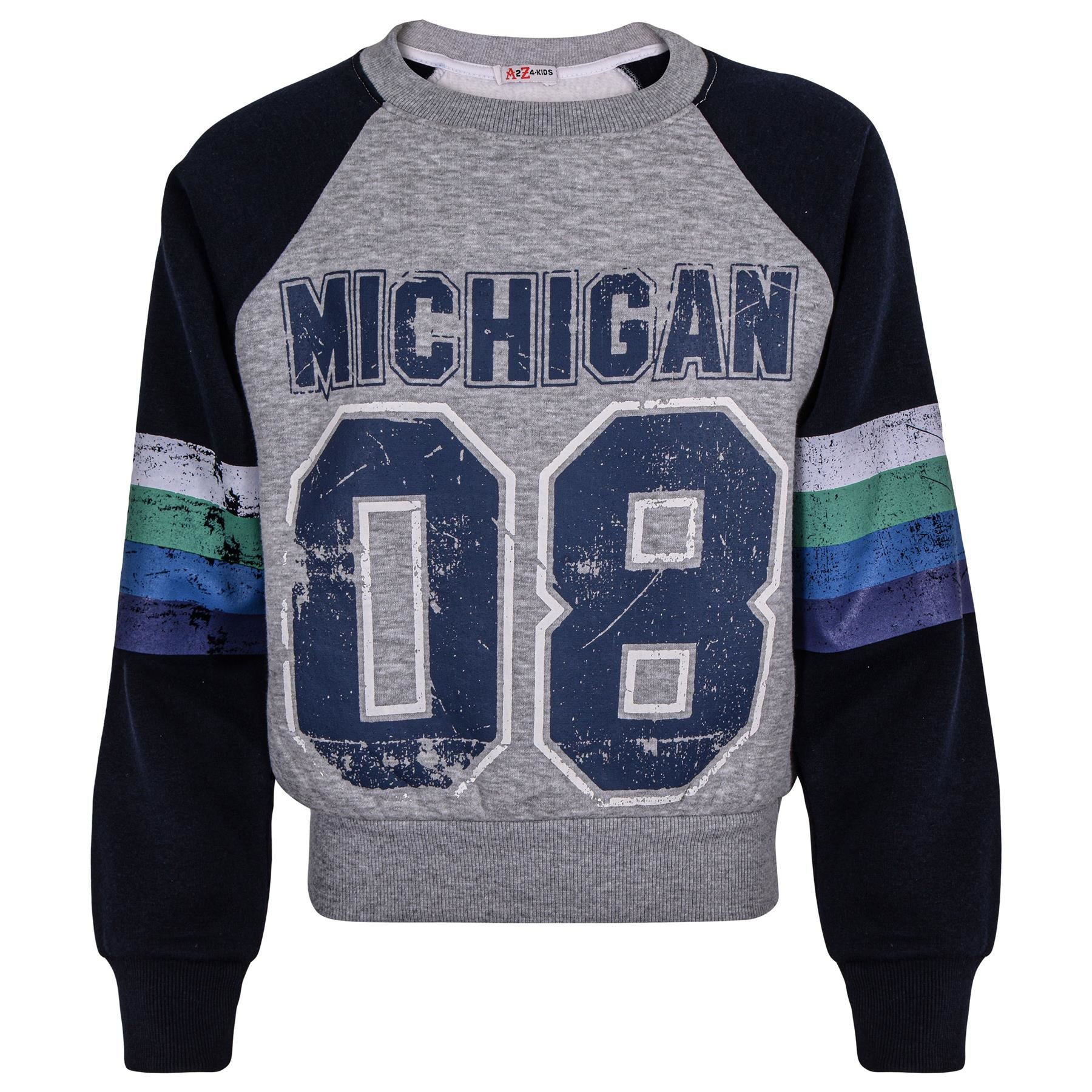 Boys Girls Michigan Print Grey Sweatshirt