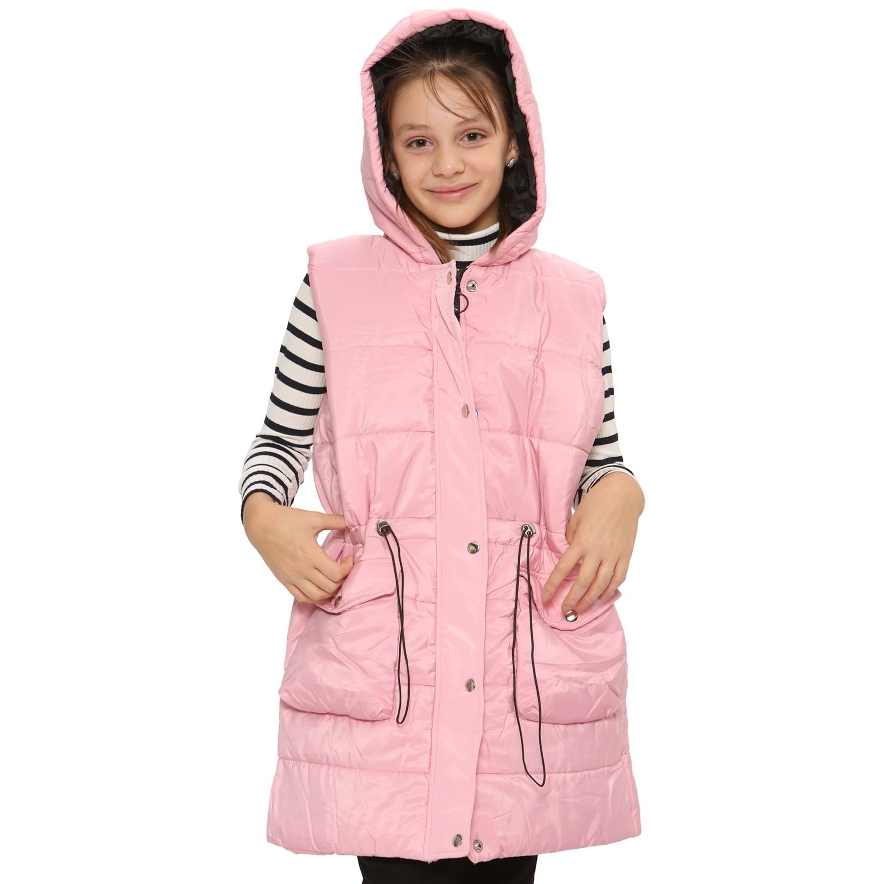 Kids Girls Pink Gilet Long Line Style Jacket