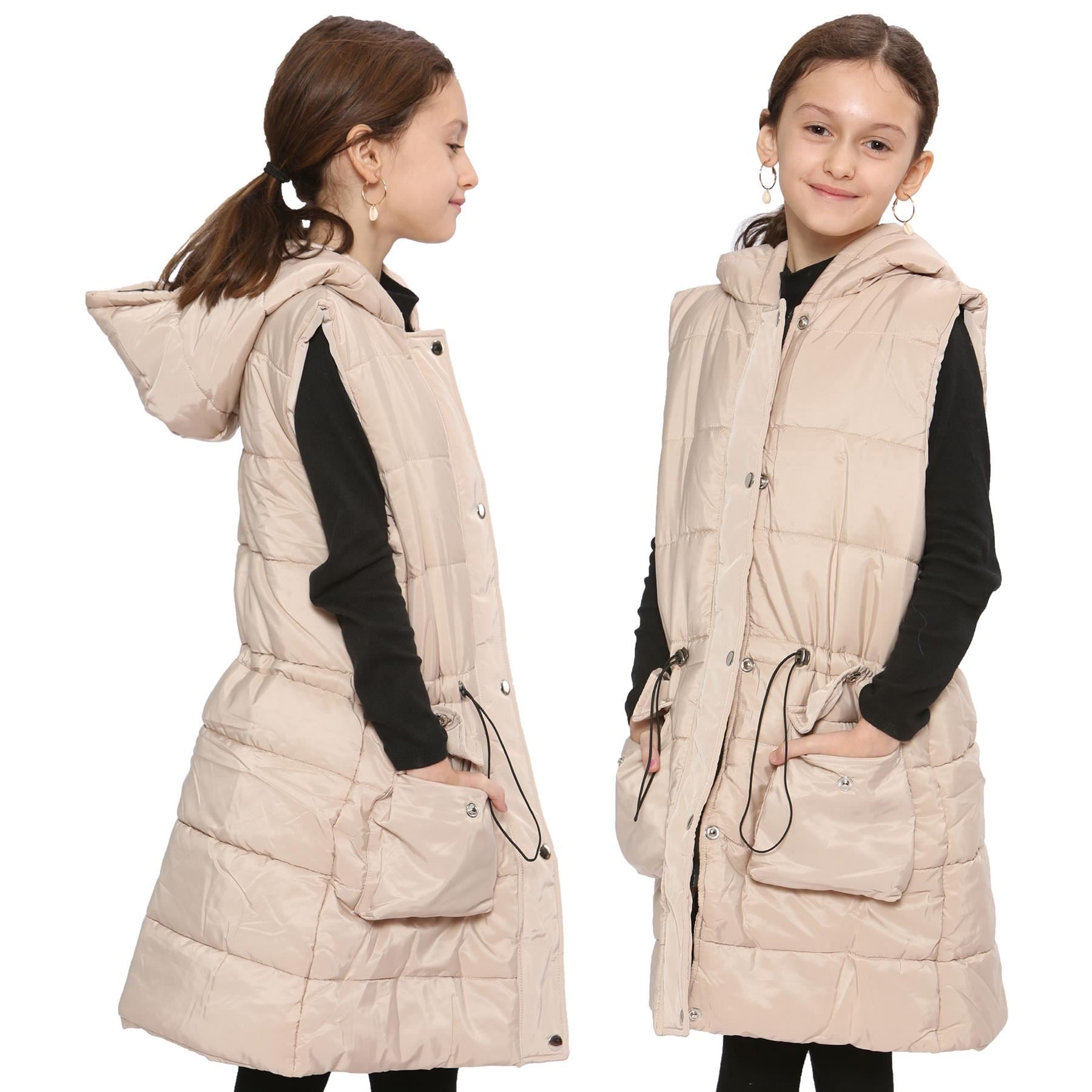 Kids Girls Oversized Gilet Long Line Style Jacket