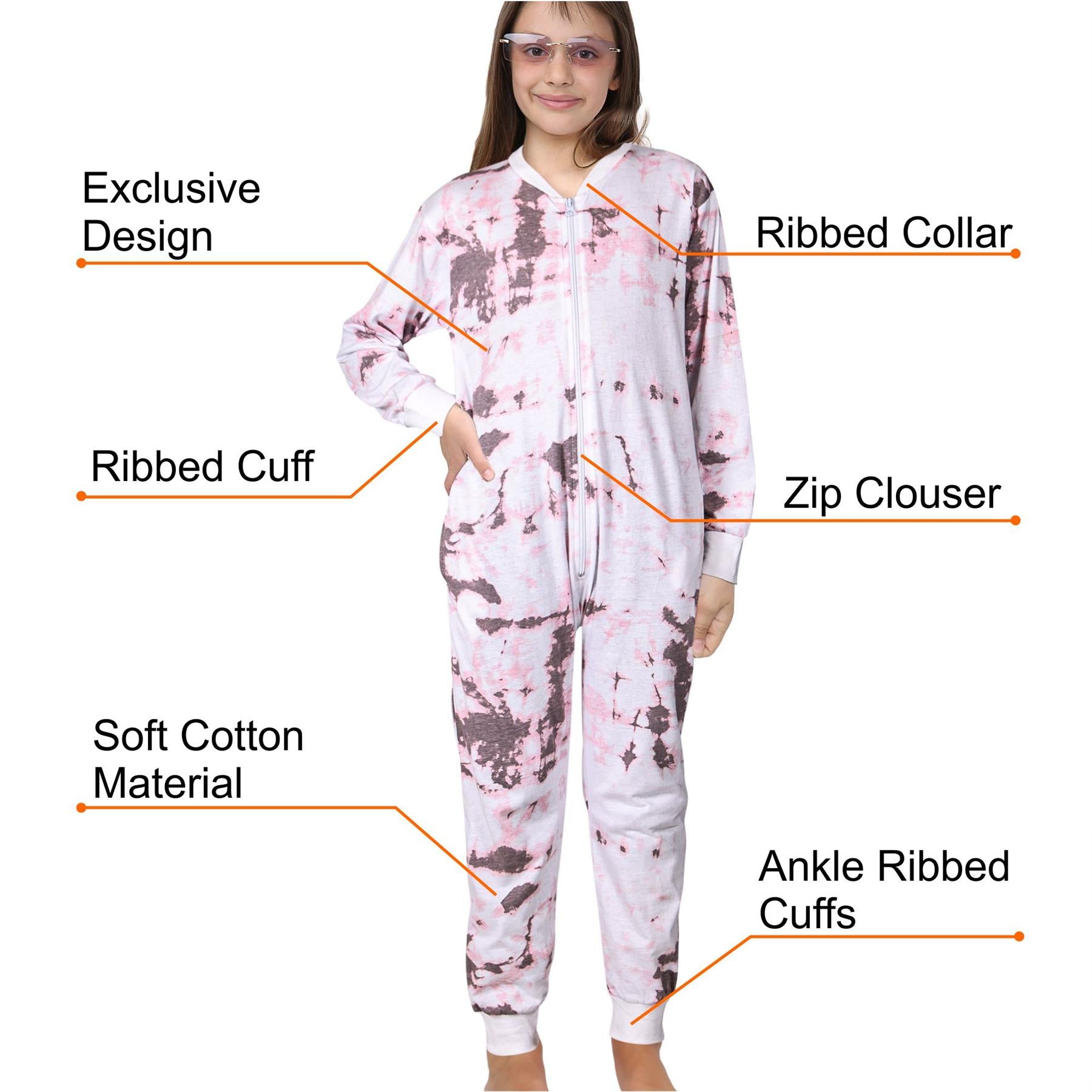 Kids Girls 100% Cotton Stone Tie Dye Printed Onesie