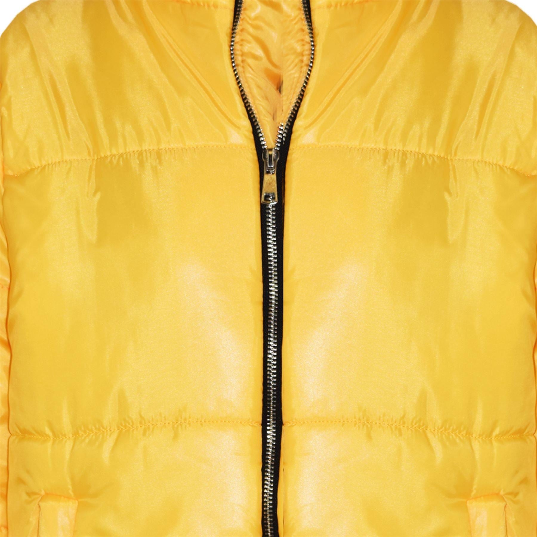 Girls Mustard Wetlook Padded Quilted Puffer Jacket - Kids Clothing Store