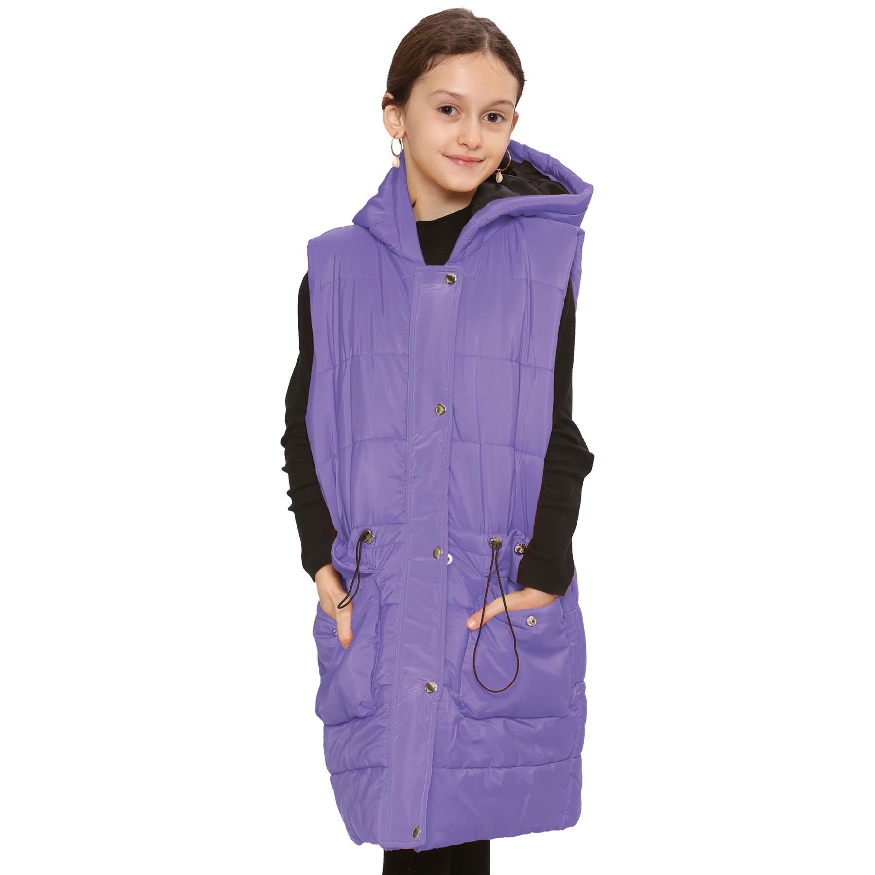 Kids Girls Oversized Gilet Long Line Style Jacket