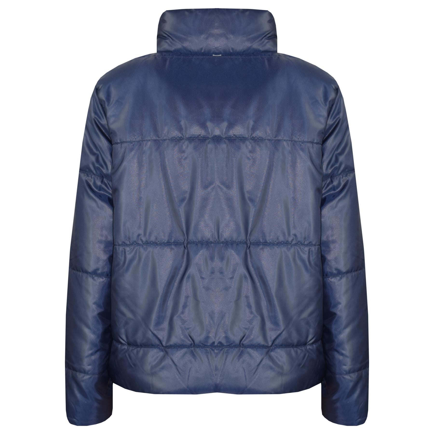 Girls Navy Wetlook Padded Quilted Puffer Jacket - Kids Clothing Store