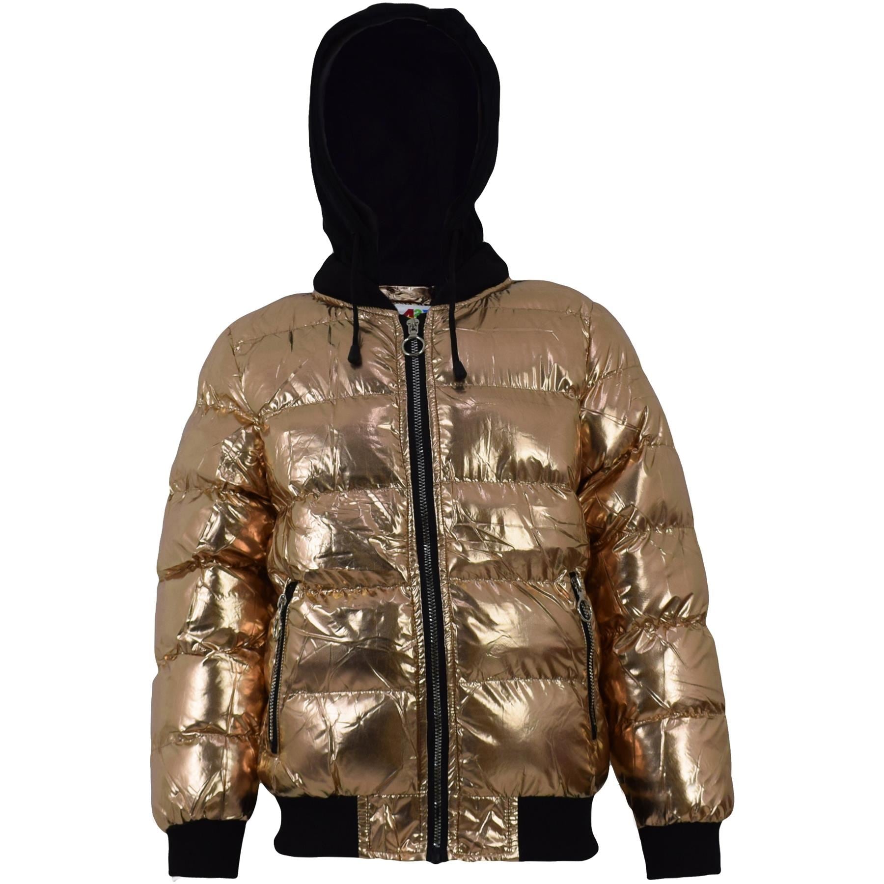 Kids Girls Boys Fashion Shiny Padded Jacket Metallic Wet - Kids Clothing Store