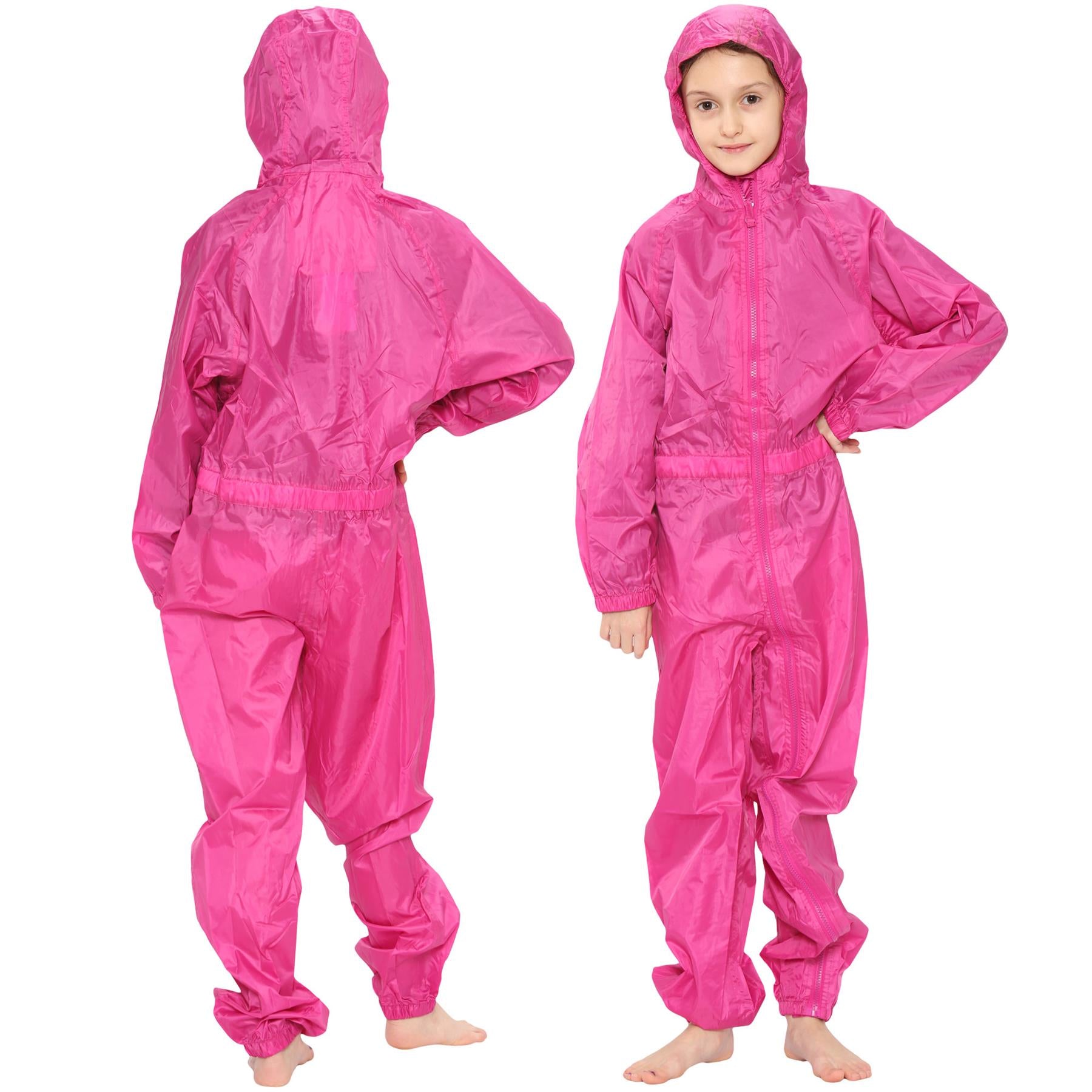 Girls Boys Raincoat Hooded Waterproof Rainsuit