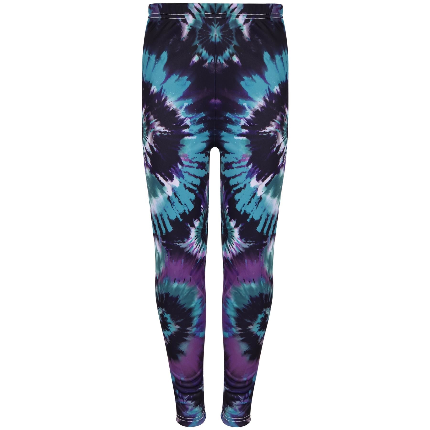 Kids Girls 3D Tie Dye Print Leggings