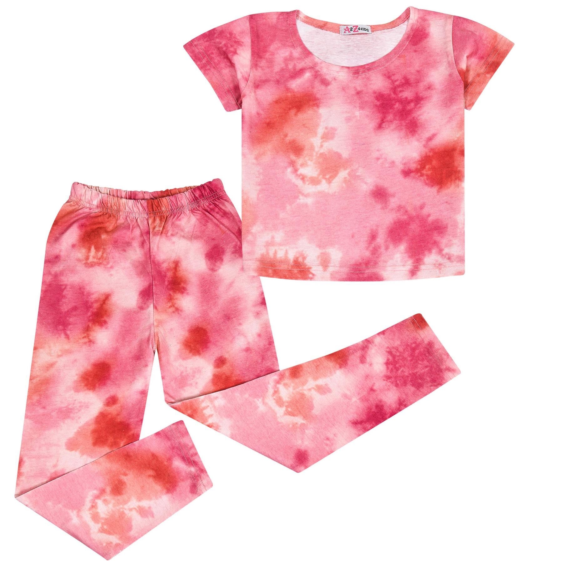 Kids Girls Tie Dye Print Crop & Legging Outfit Set