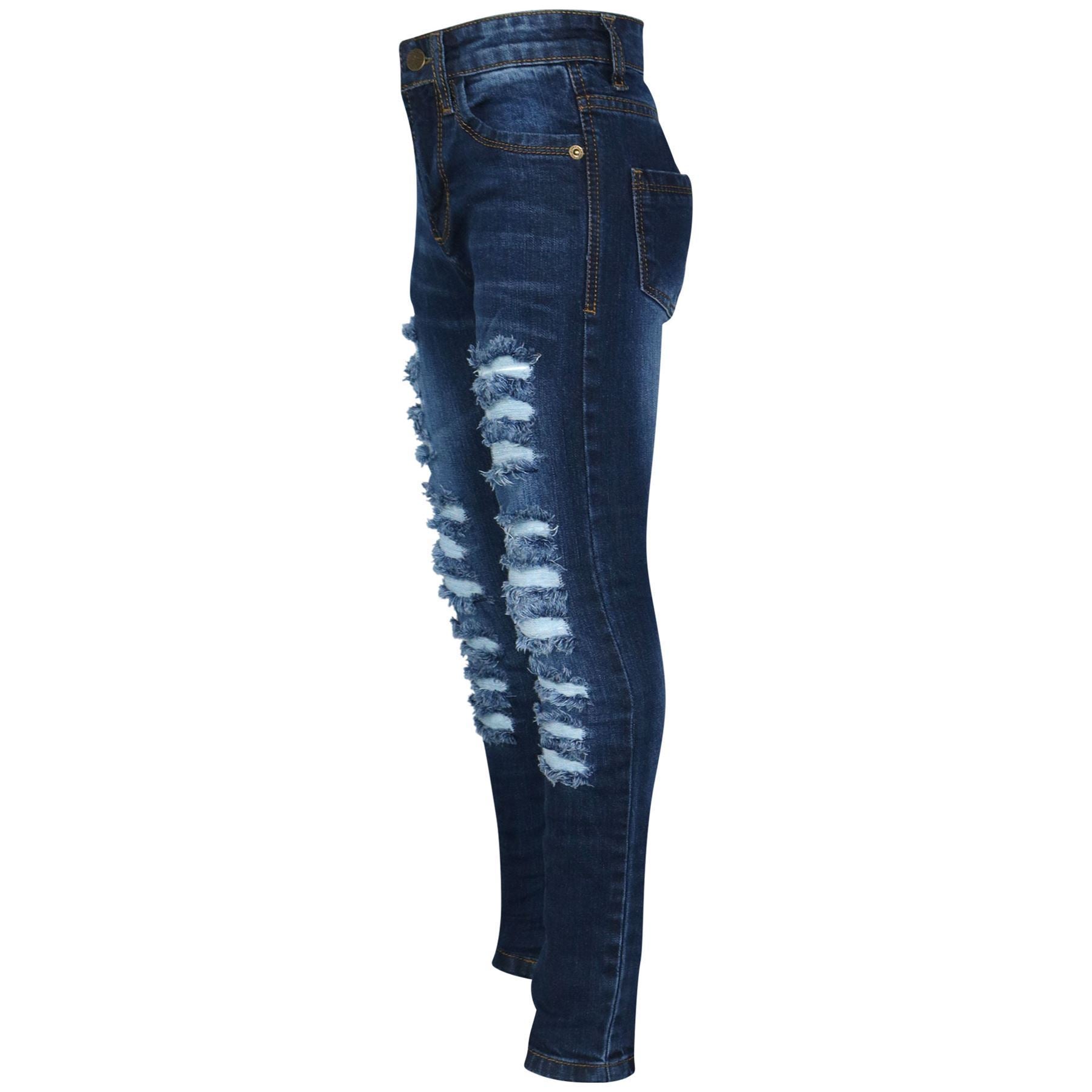 Girls Denim Ripped Skinny Jeans Lightweight Pants