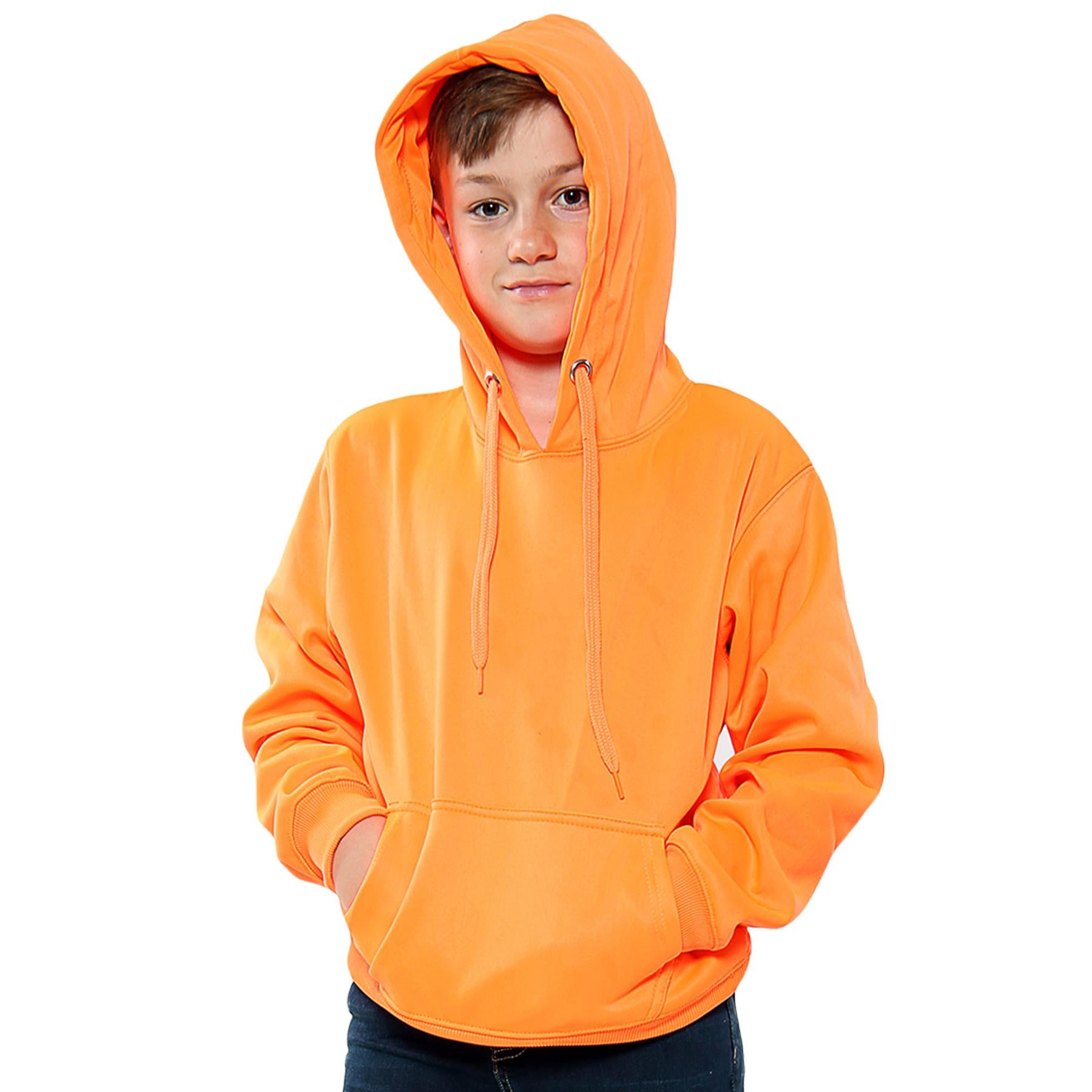 Kids Girls Boys Plain Crew Neck Hooded Sweatshirt