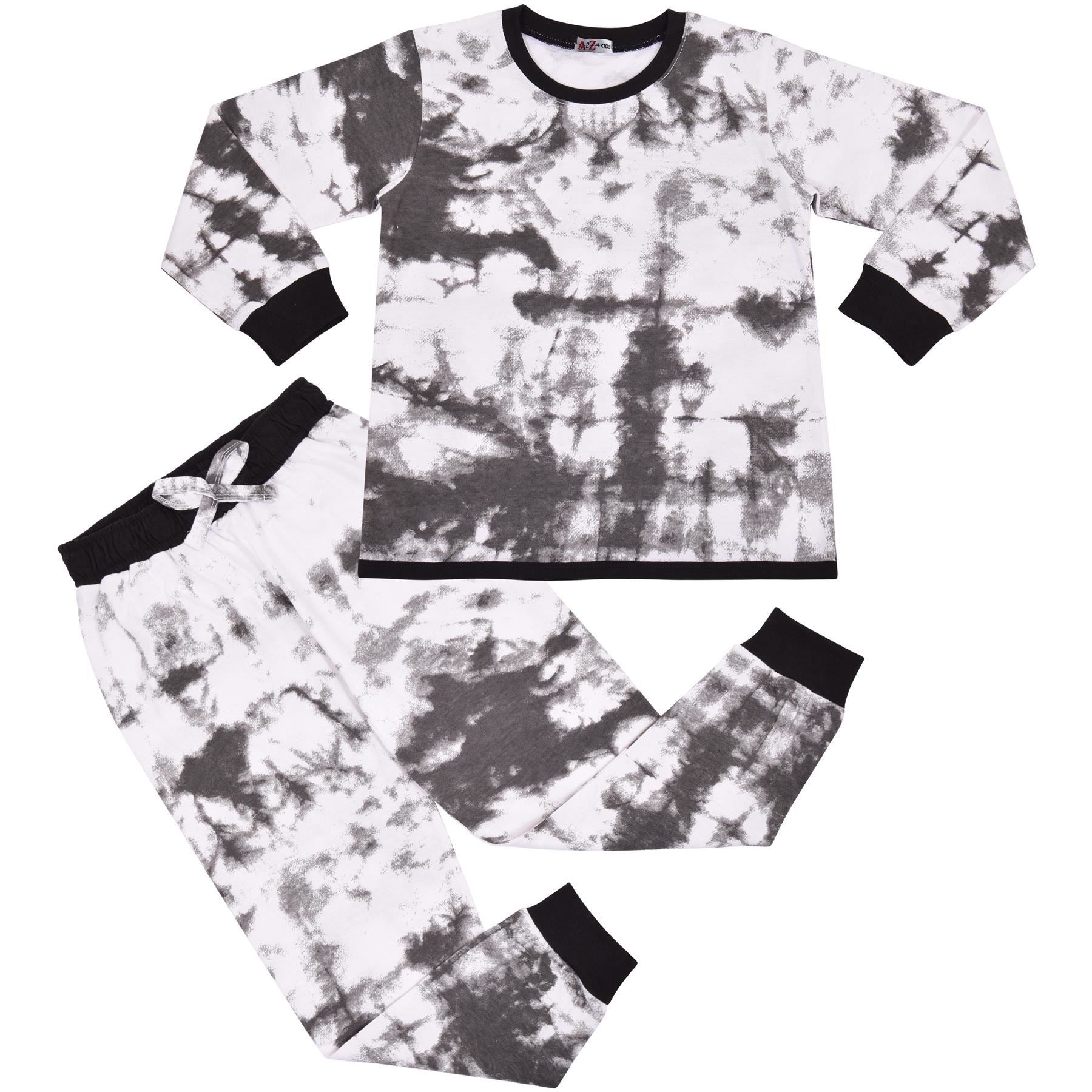 Kids Girls Tie Dye Black Print Pyjamas Set - Kids Clothing Store