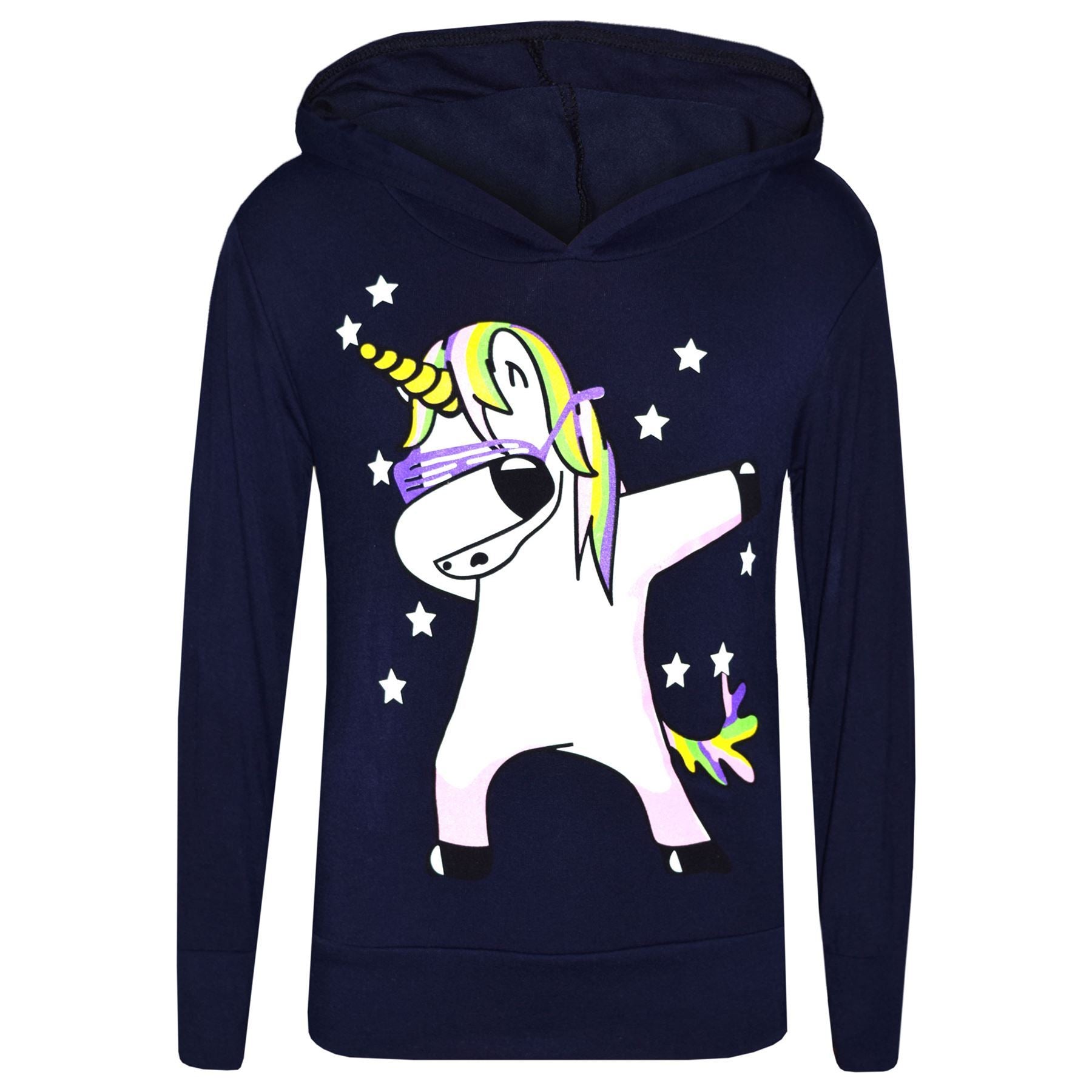 Kids Girls Rainbow Unicorn Dab Floss Hooded Top & Legging Set