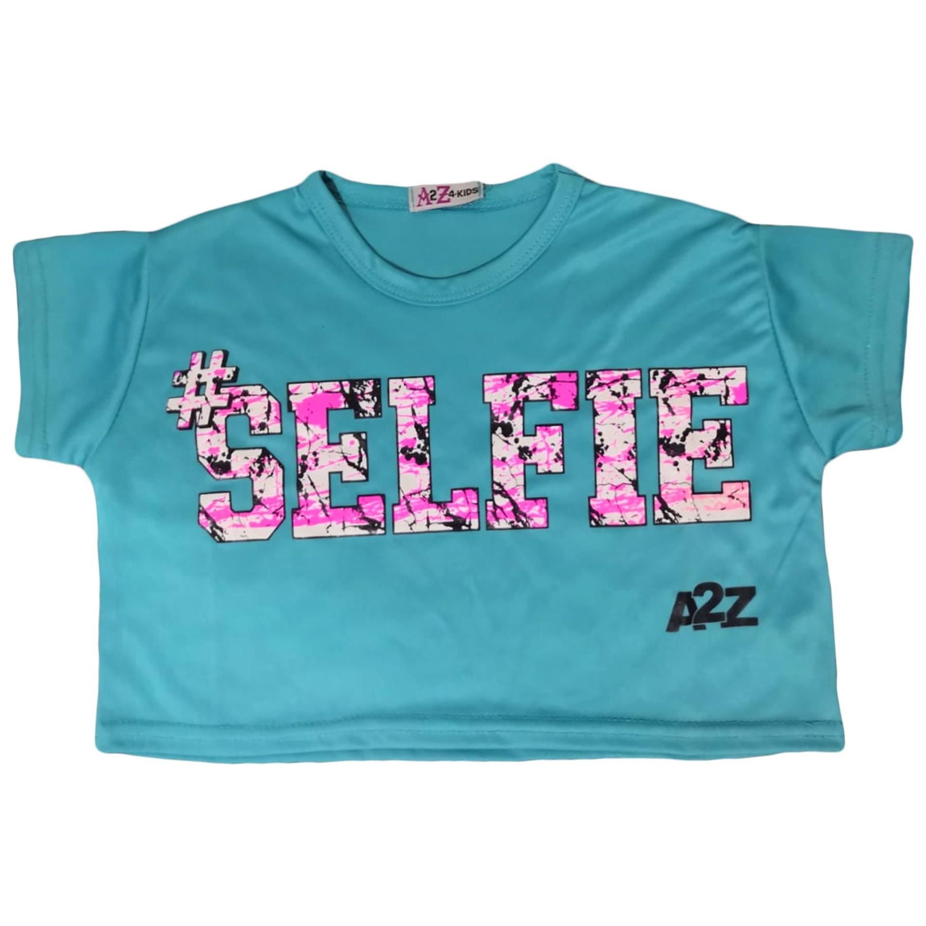 Girls Selfie Print Crop Top & Splash Legging Set