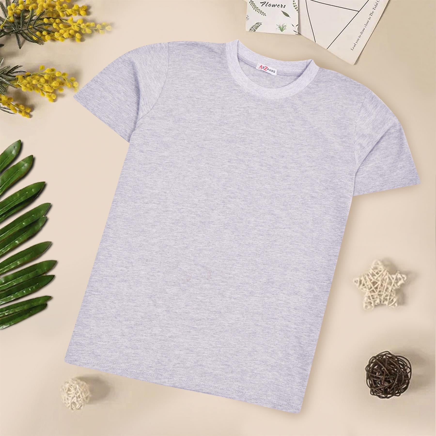 Boys Plain Soft Feel Summer Grey T Shirt Top