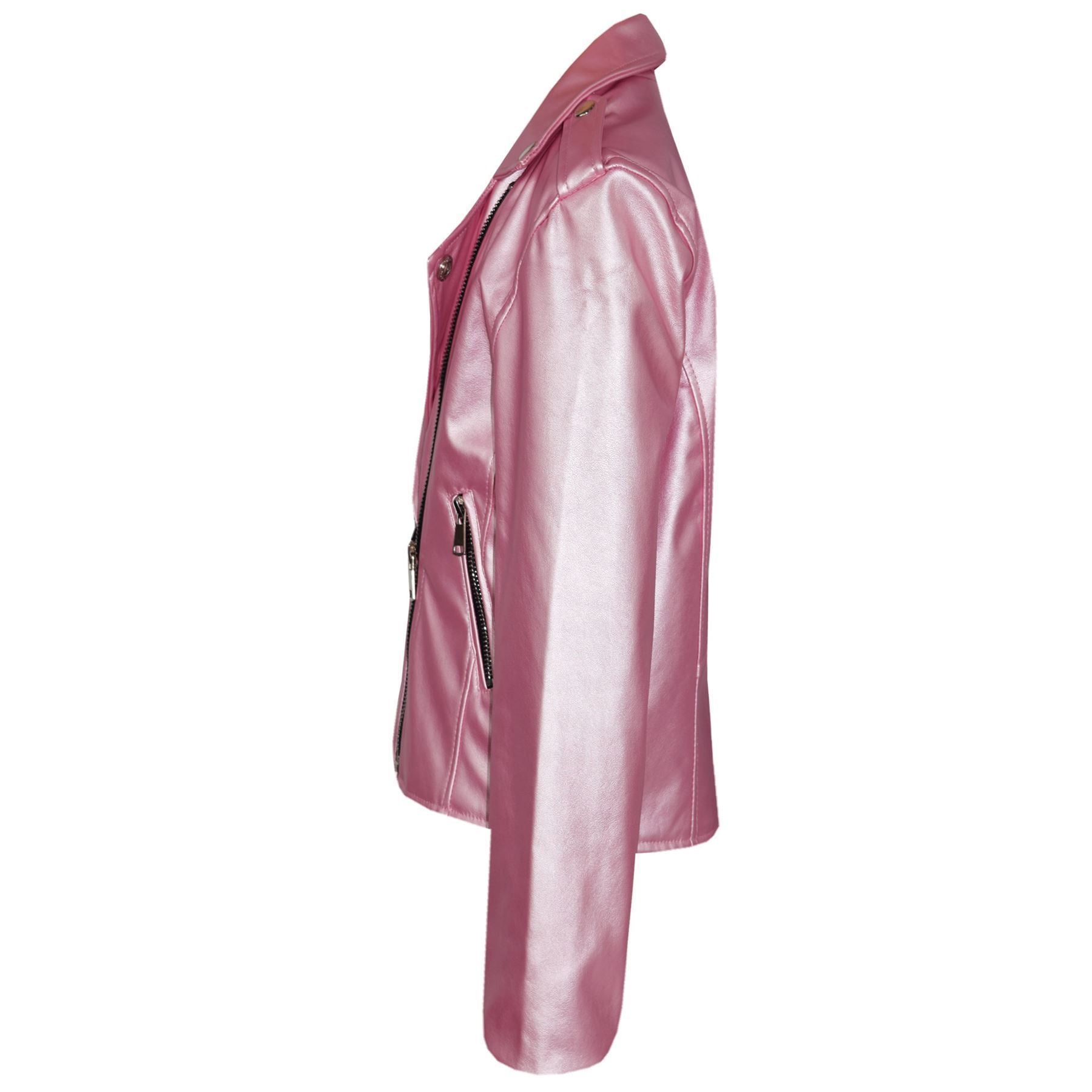 Kids Girls Baby Pink Jackets PU Leather Zip Up Biker Coat Overcoats