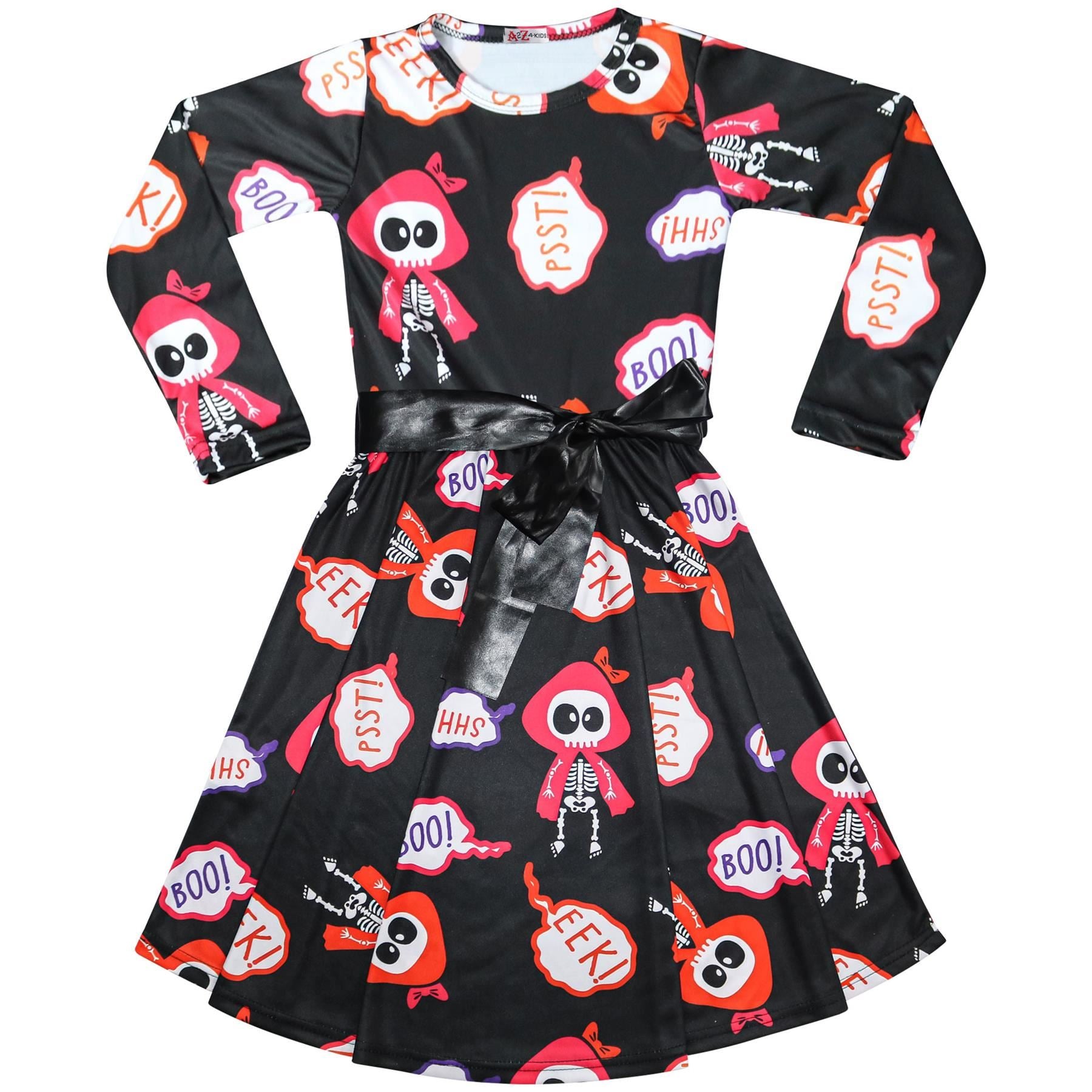 Kids Girls Halloween Skater Dress Xmas Party Dresses