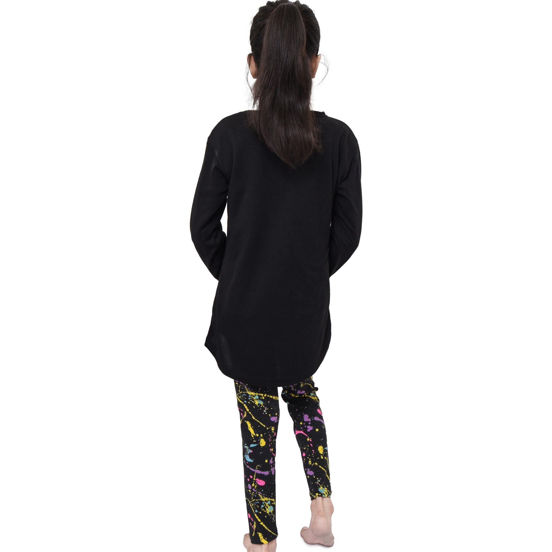 Girls Love Print Black Long Sleeves T Shirt Top & Legging Set