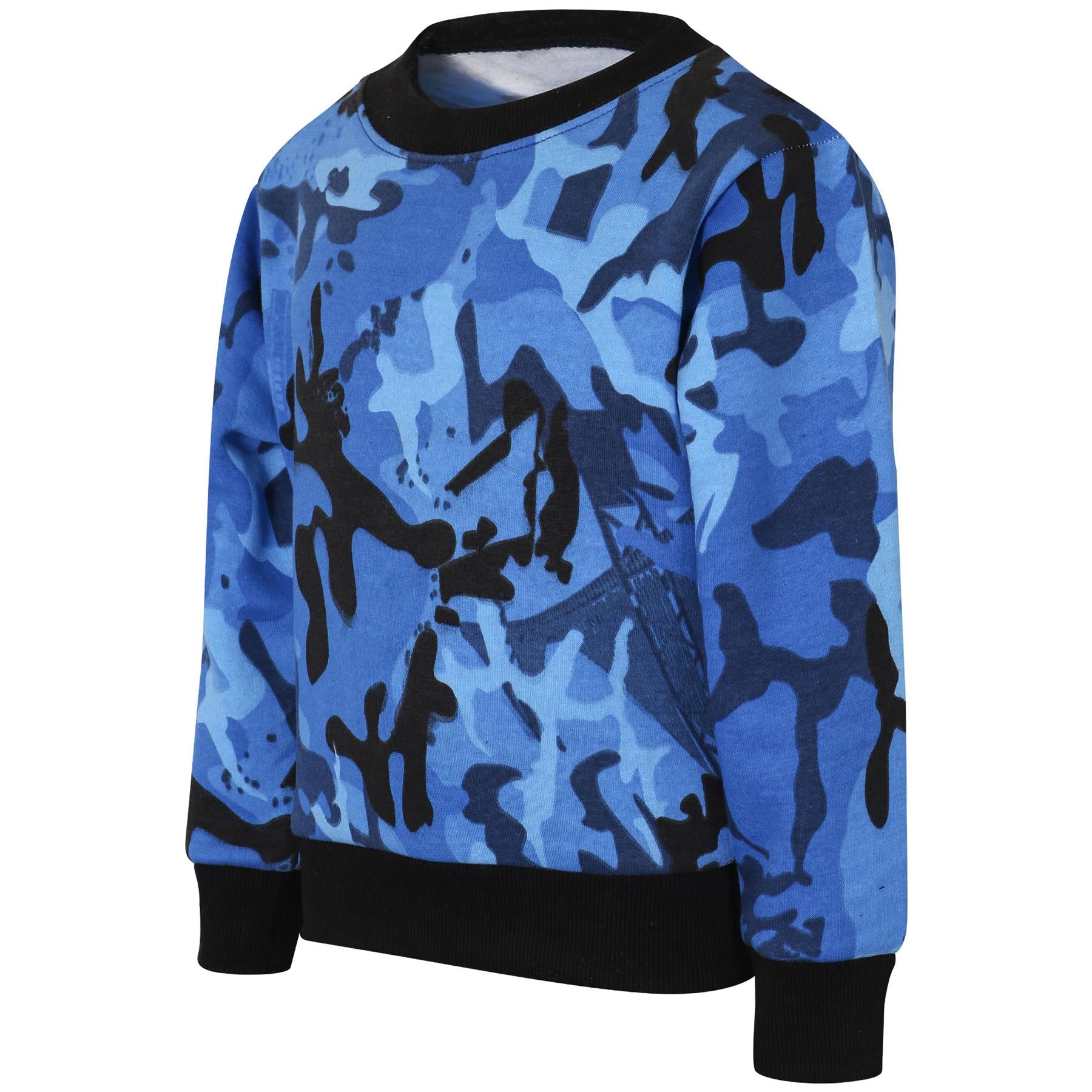 Kids Girls Boys Sweatshirt Camouflage Blue Jumper Scout School Uniform Jumper