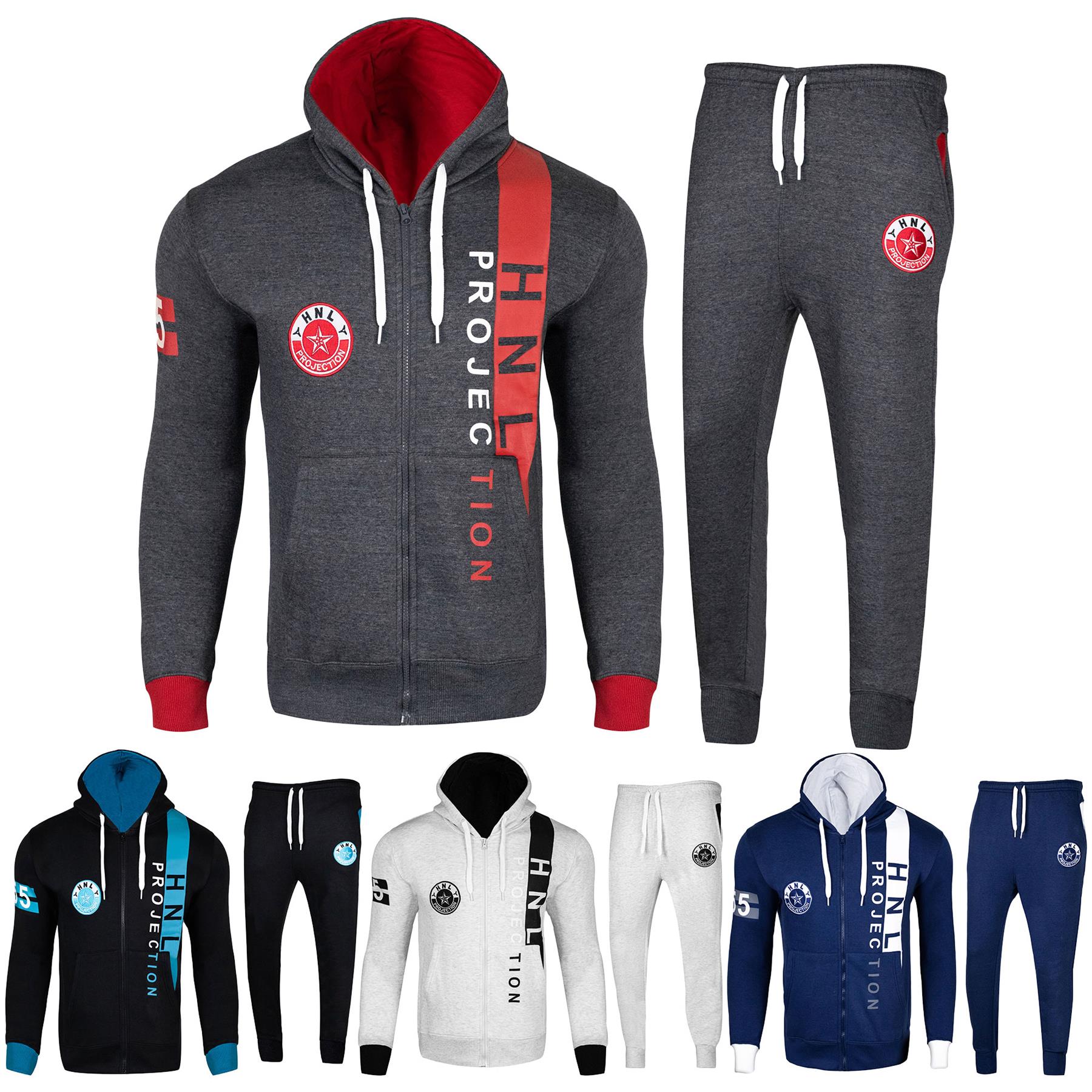 Mens Fashion Full Tracksuit HNL Print Hooded Fleece