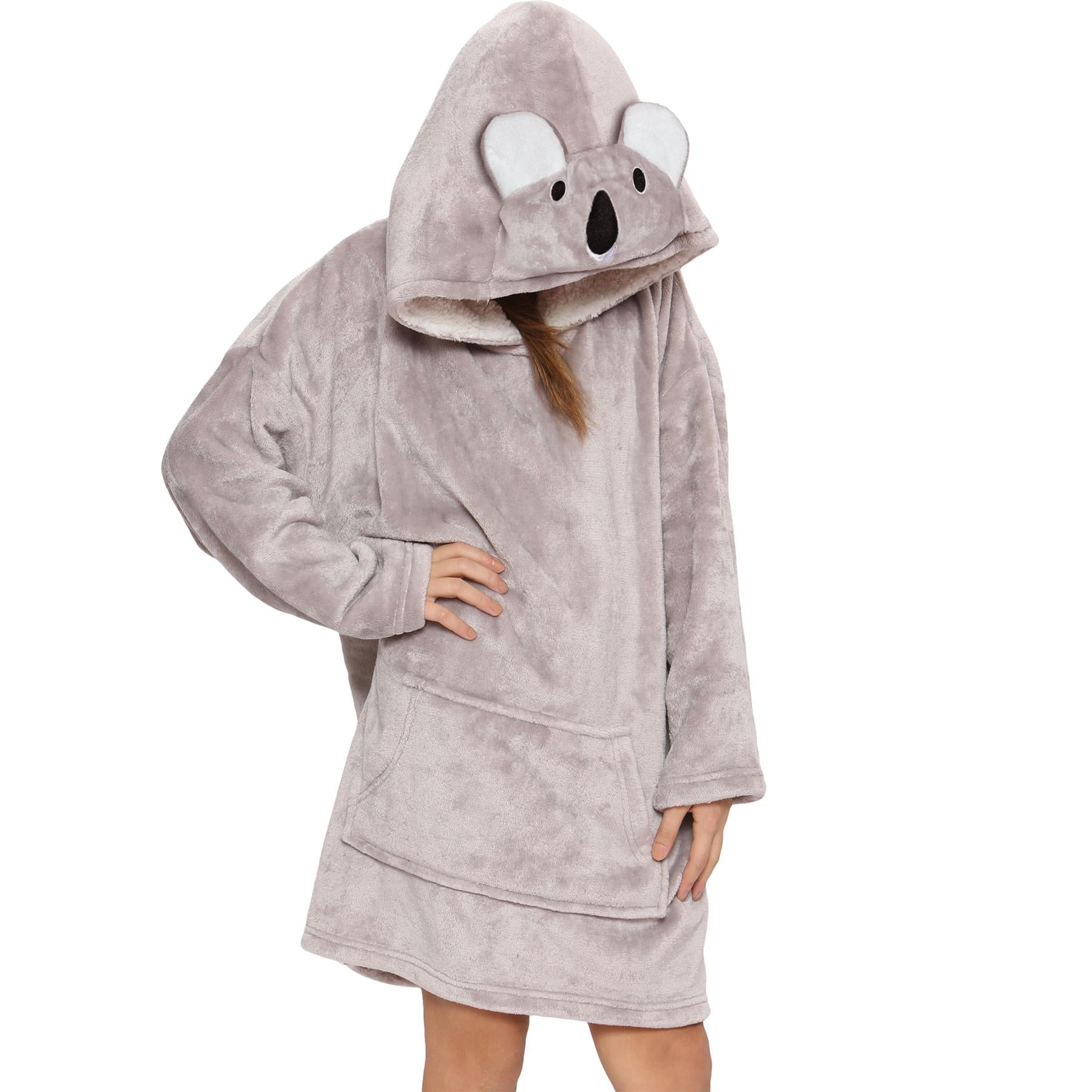 Unisex Men Ladies Oversized Hoodie Animal Snuggle Blanket Super Soft Warm Fleece