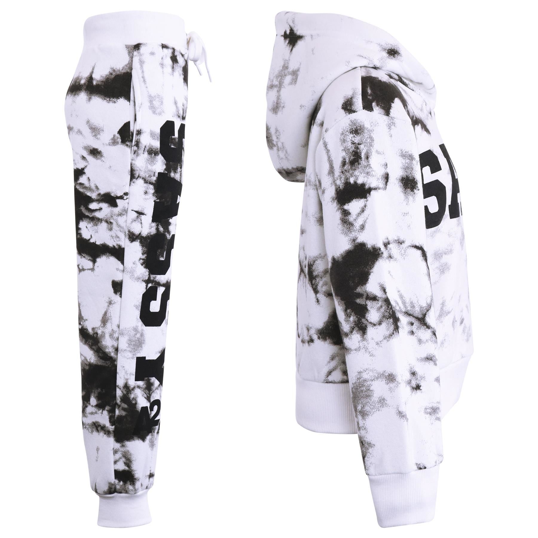 A2Z 4 Kids Girls Tracksuit Tie Dye Sassy Hooded Crop Top Jogging Suit