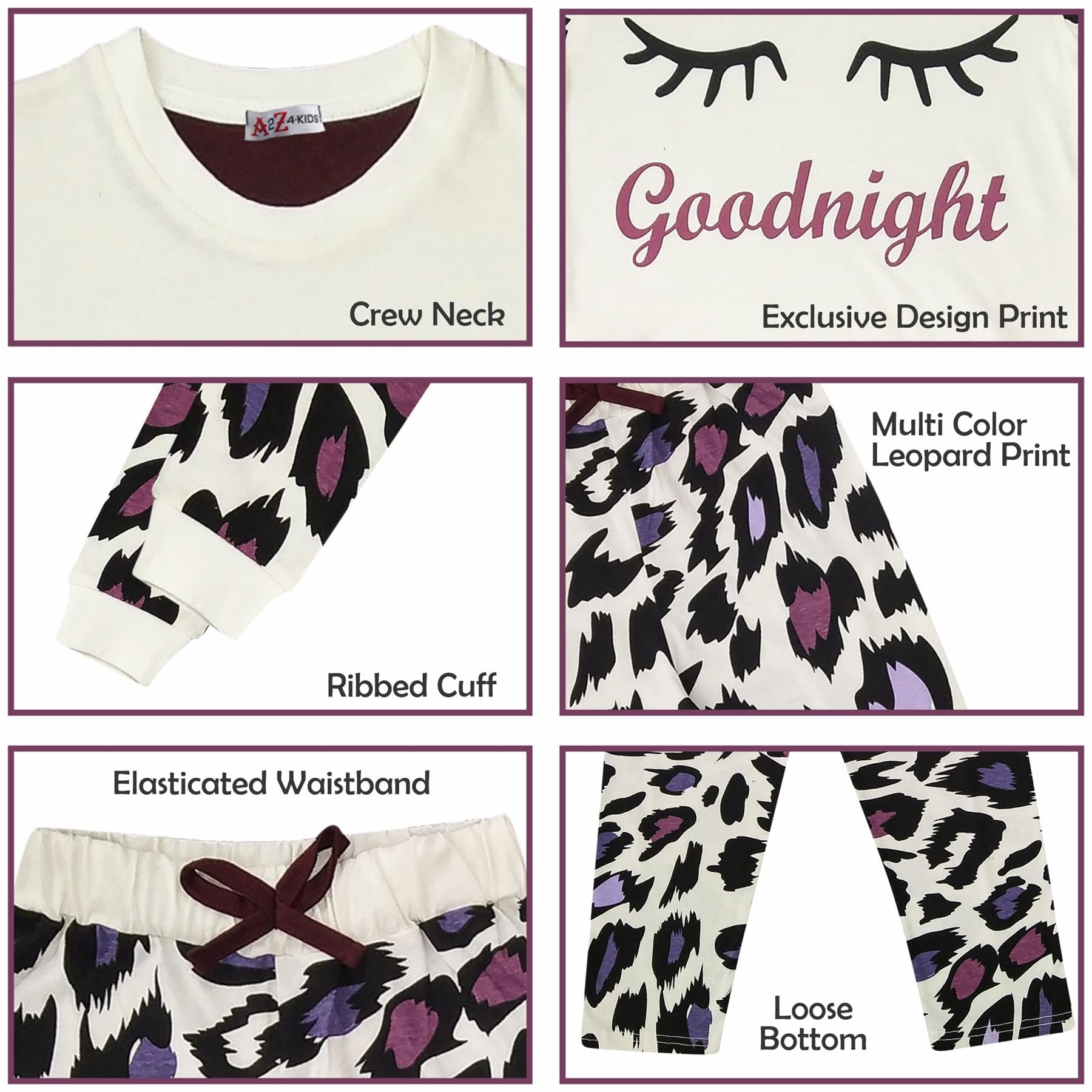 Kids Girls Good Night Print Pyjamas Set