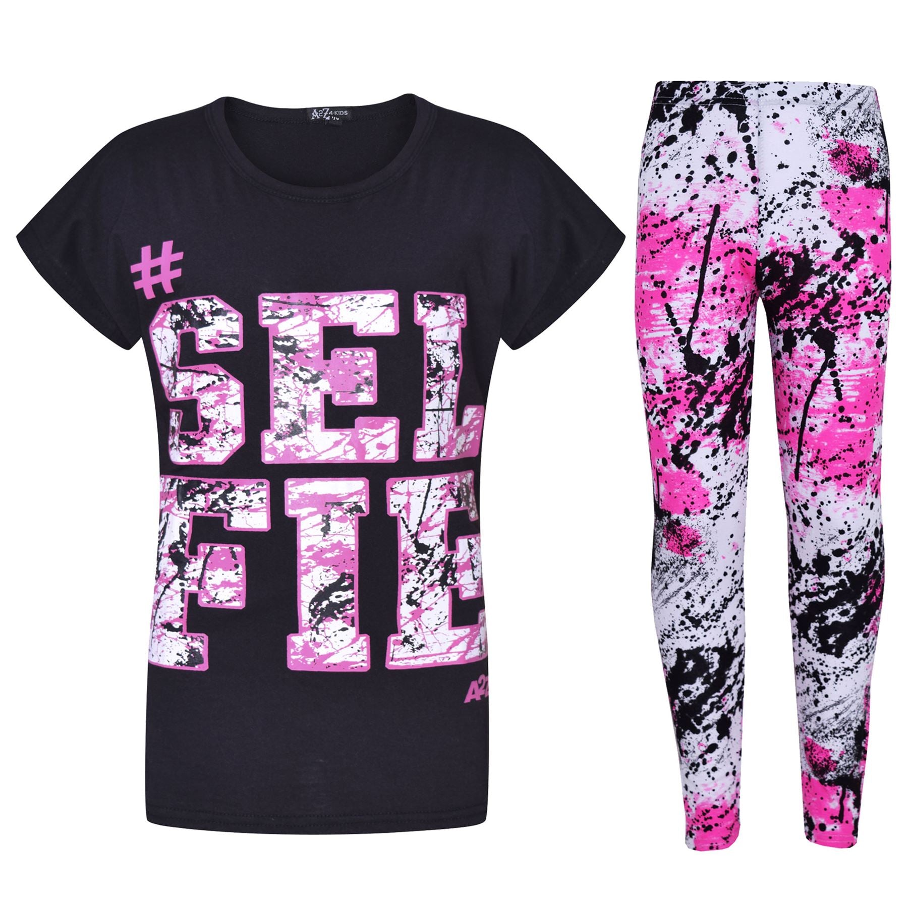 Kids Girls Love Selfie Printed Top & Legging Splash Set