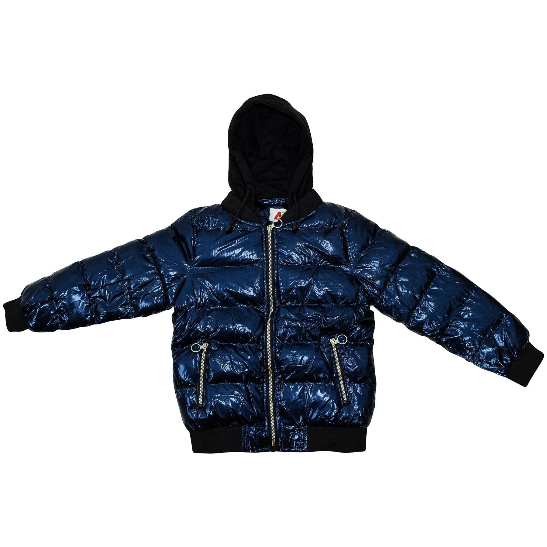 Kids Girls Boys Fashion Shiny Padded Jacket Metallic Wet - Kids Clothing Store