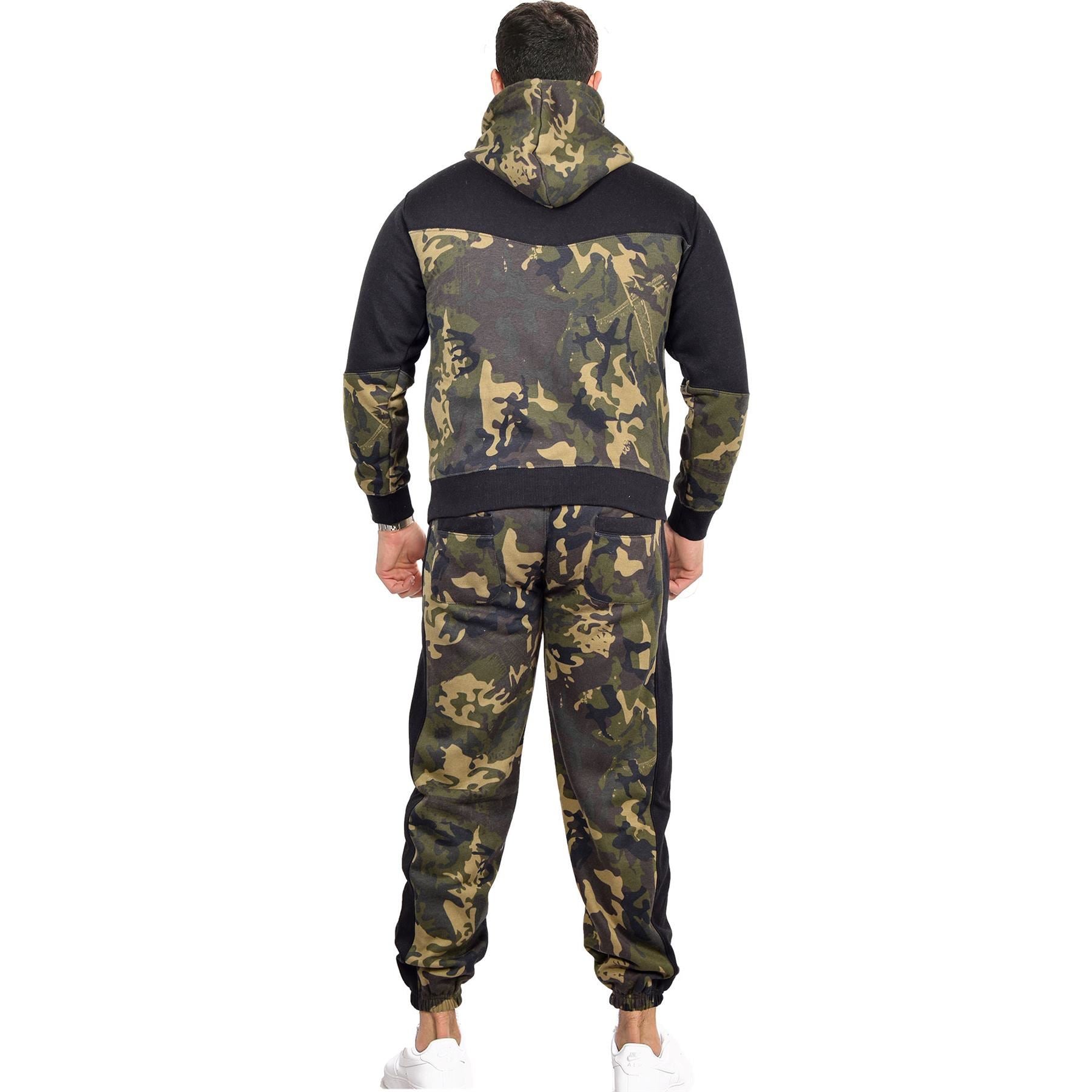 Mens Tracksuit Camouflage Hoodie Sweatpants Gents