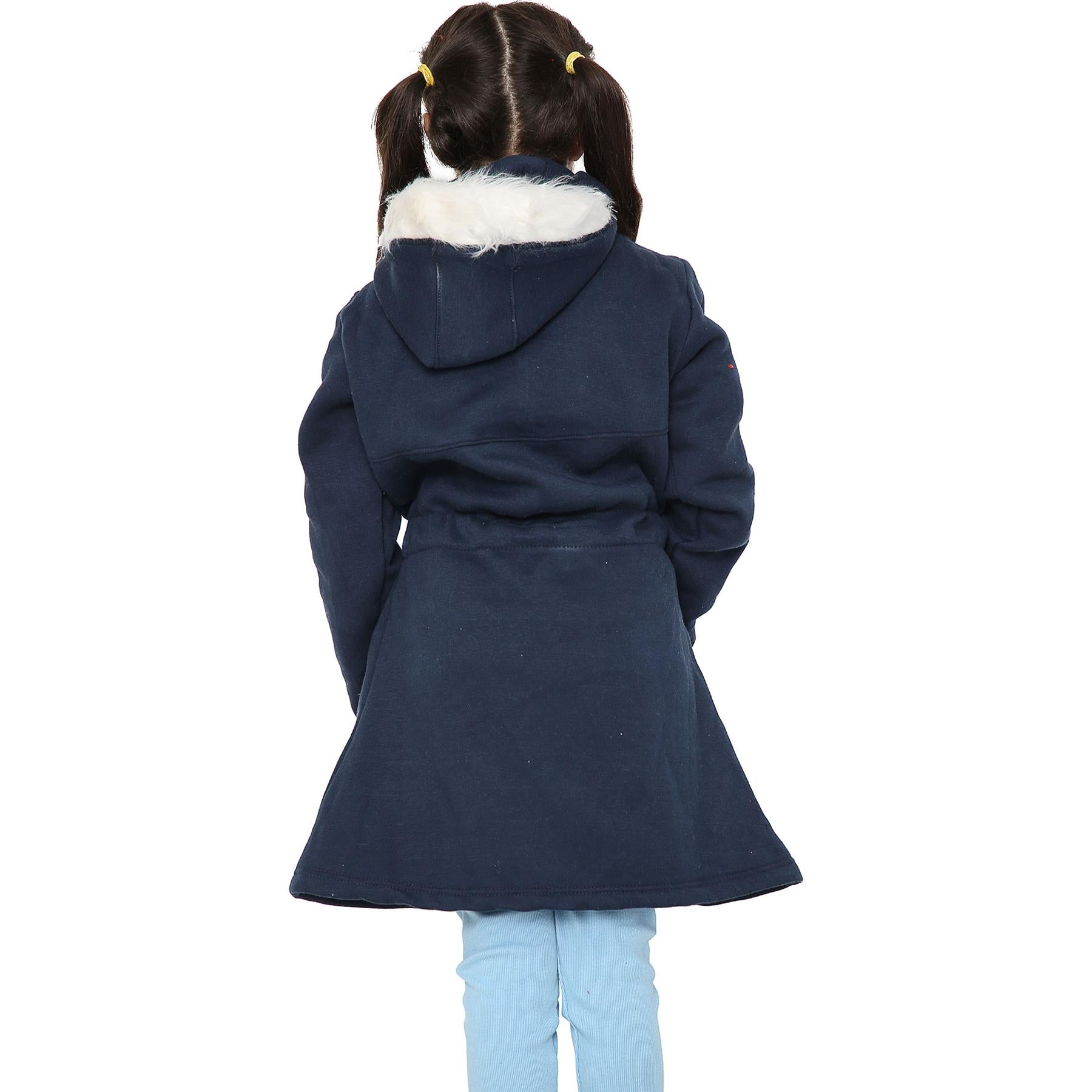 KIds Girls Hooded Faux Fur Long Parka Coat