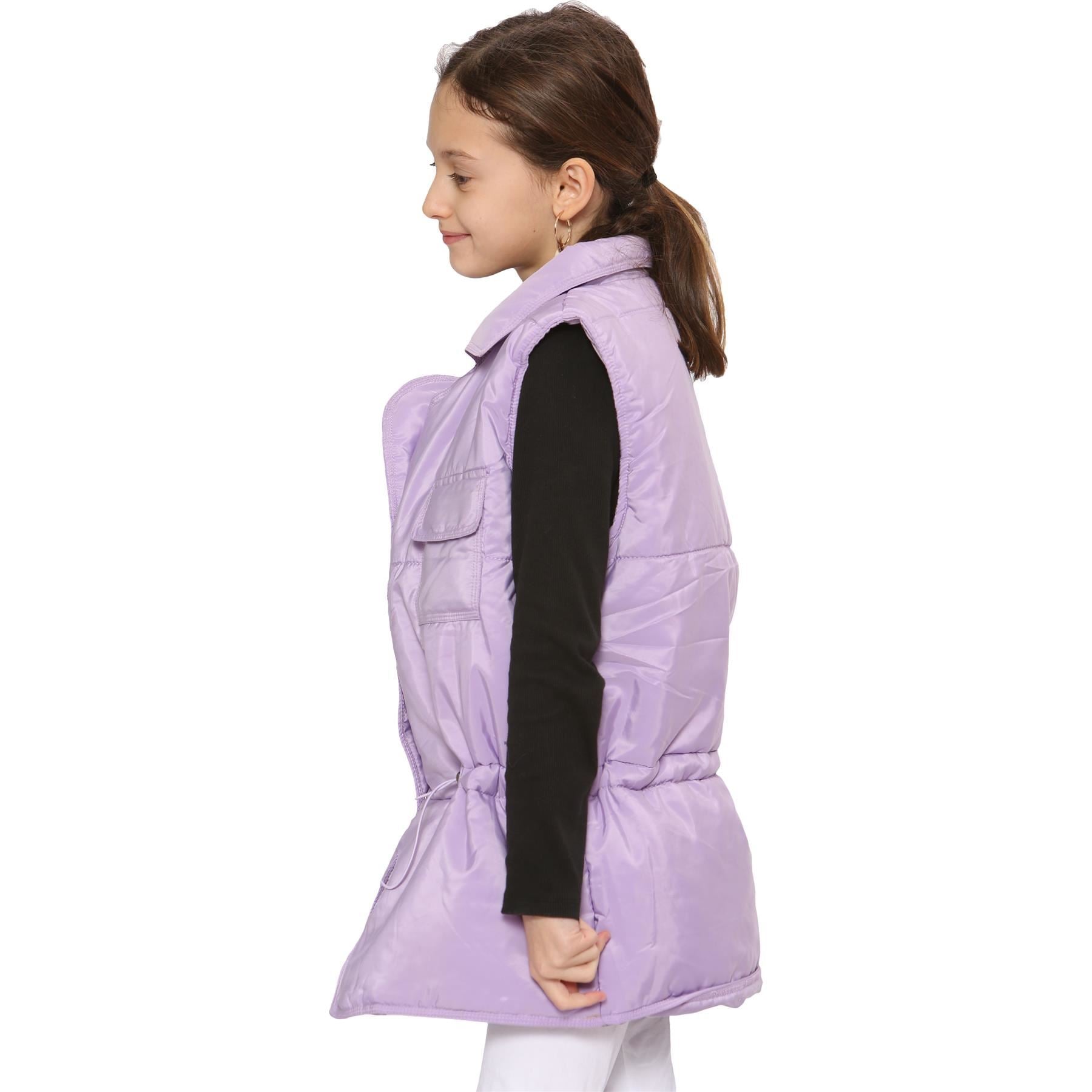 Kids Girls Lilac Oversized Style Sleeveless Jacket