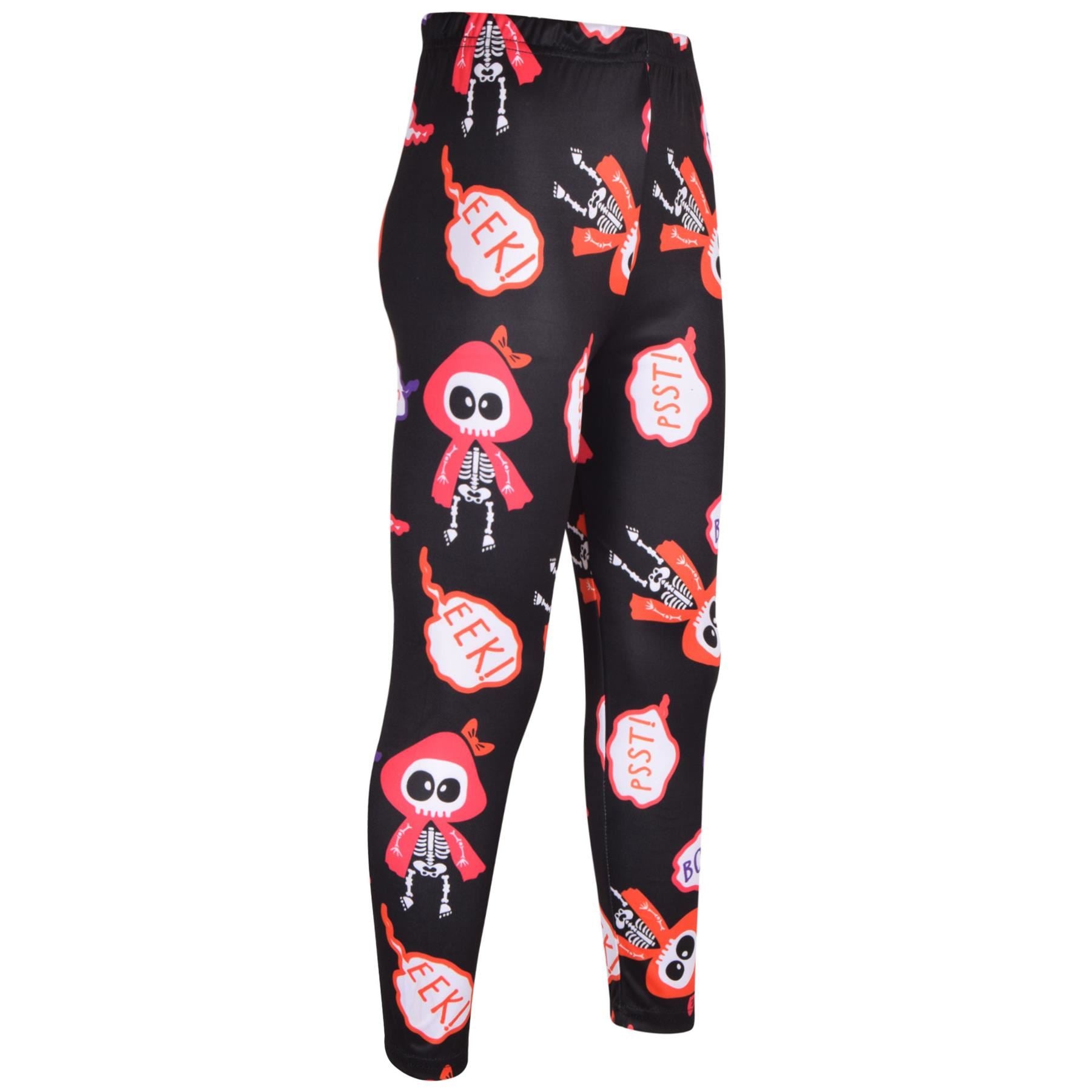 Girls Spider Web Skull Print Halloween Legging