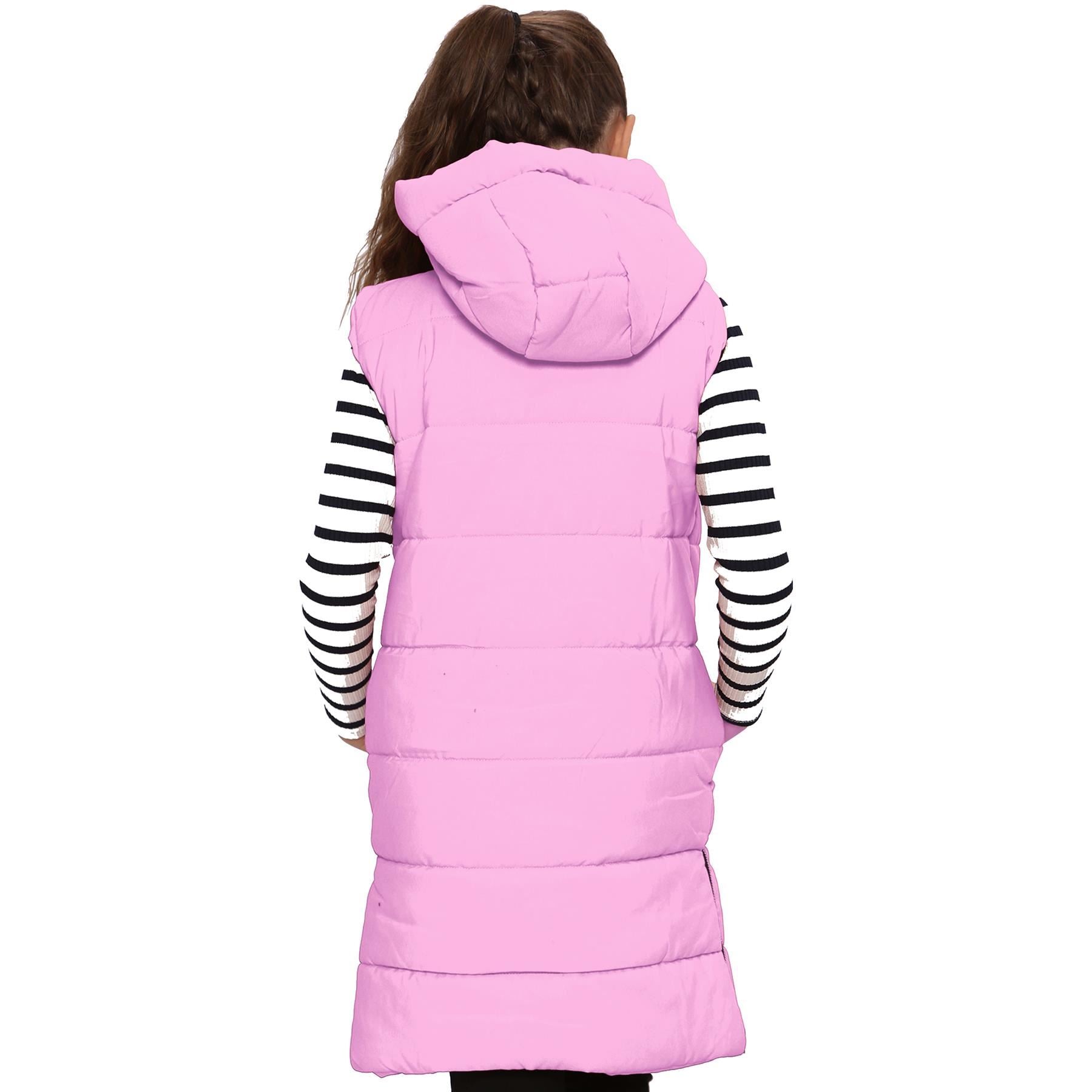 Girls Oversized Pink Gilet Long Line Style Jacket