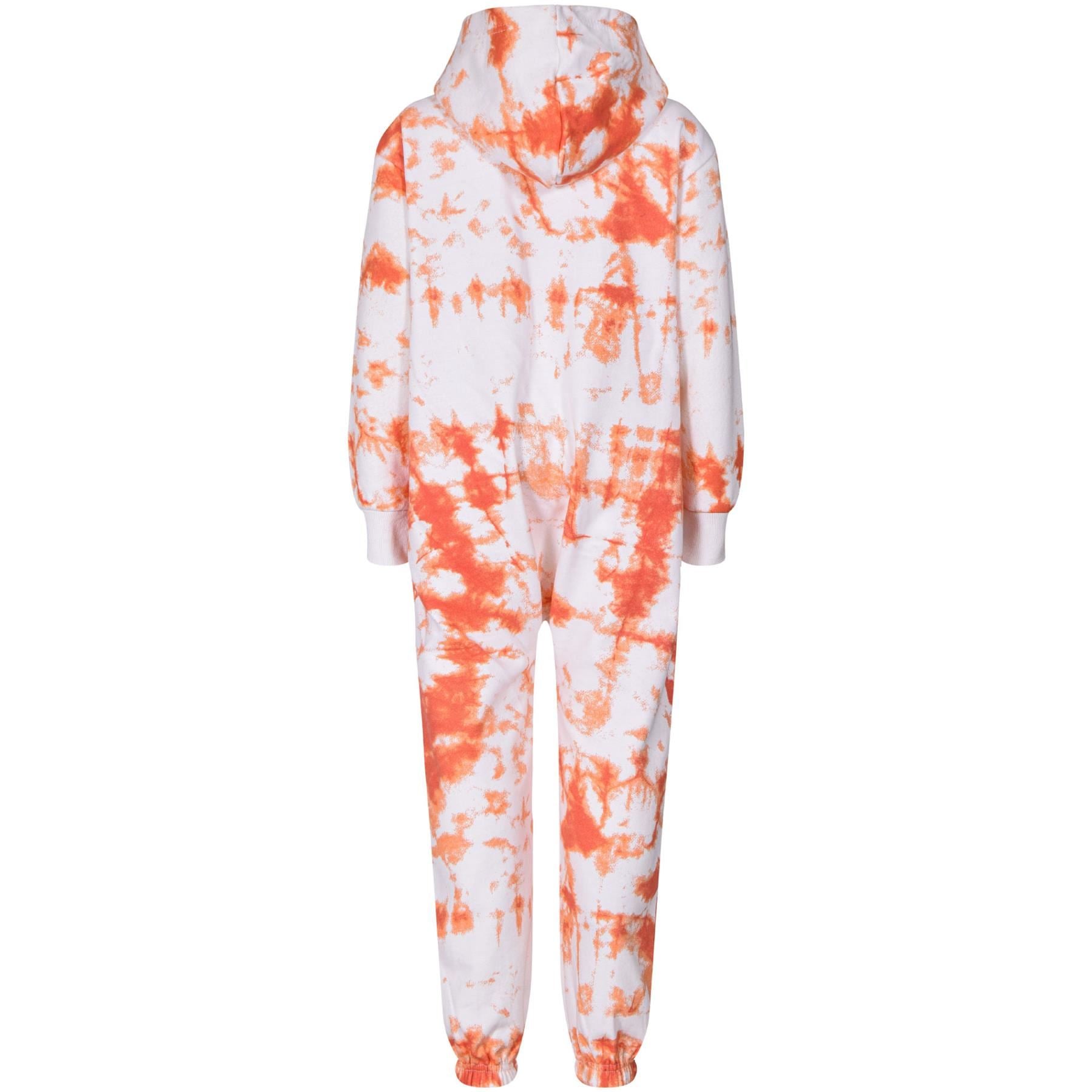 Kids Girls Soft Fleece Orange Tie Dye Printed Onesie